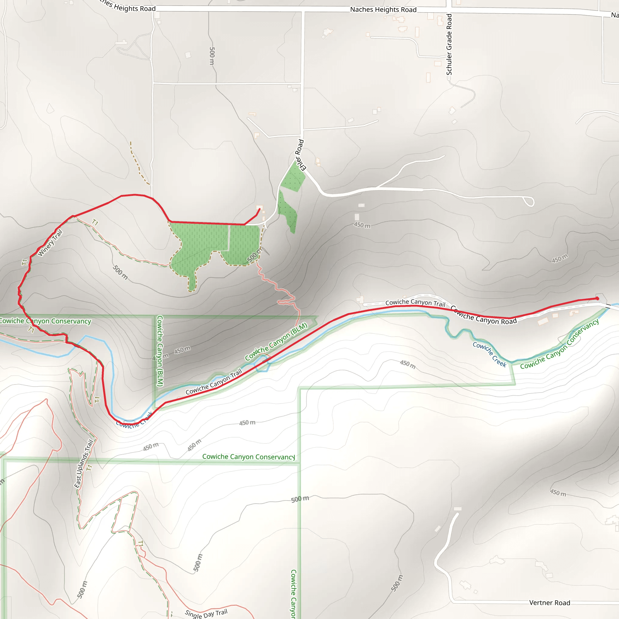 Cowiche Canyon Trail and Winery Trail mobile static map