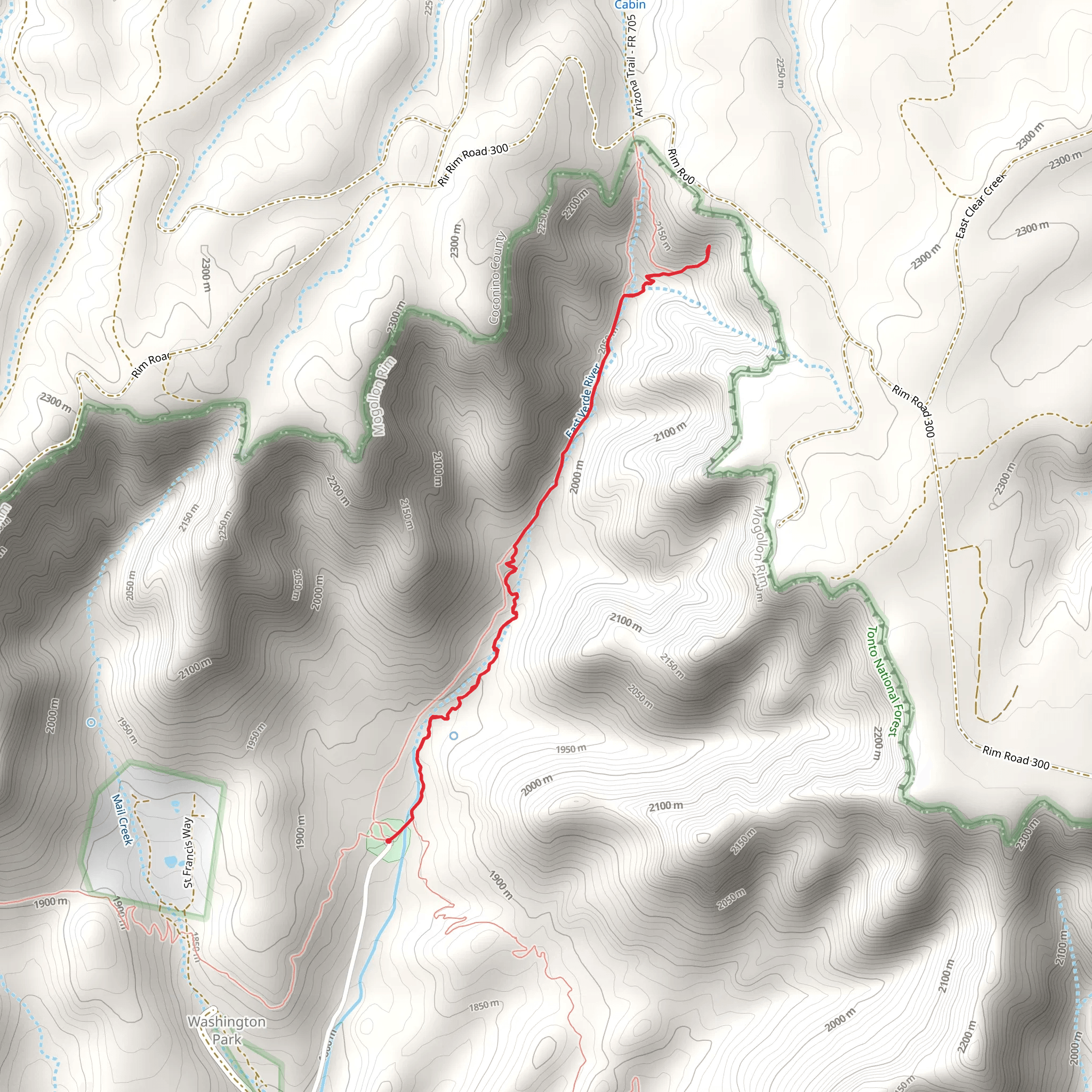Arizona Trail from Washington Park mobile static map