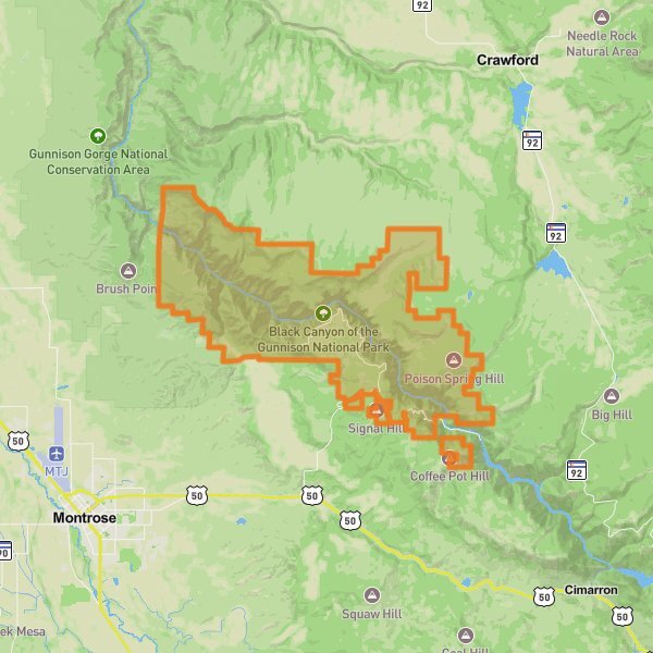 Black Canyon of the Gunnison National Park mobile static map