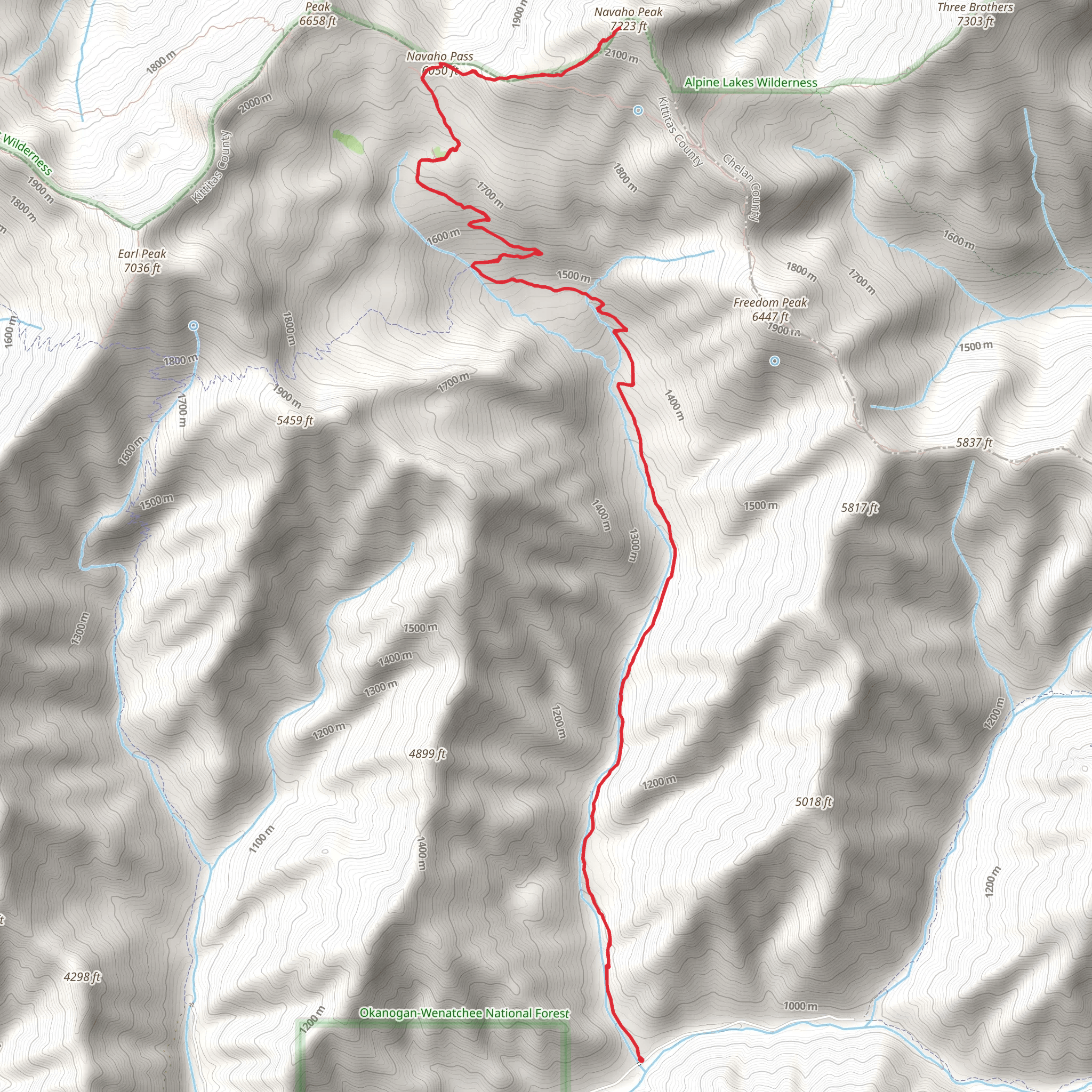 Navaho Peak via Stafford Creek Trail mobile static map