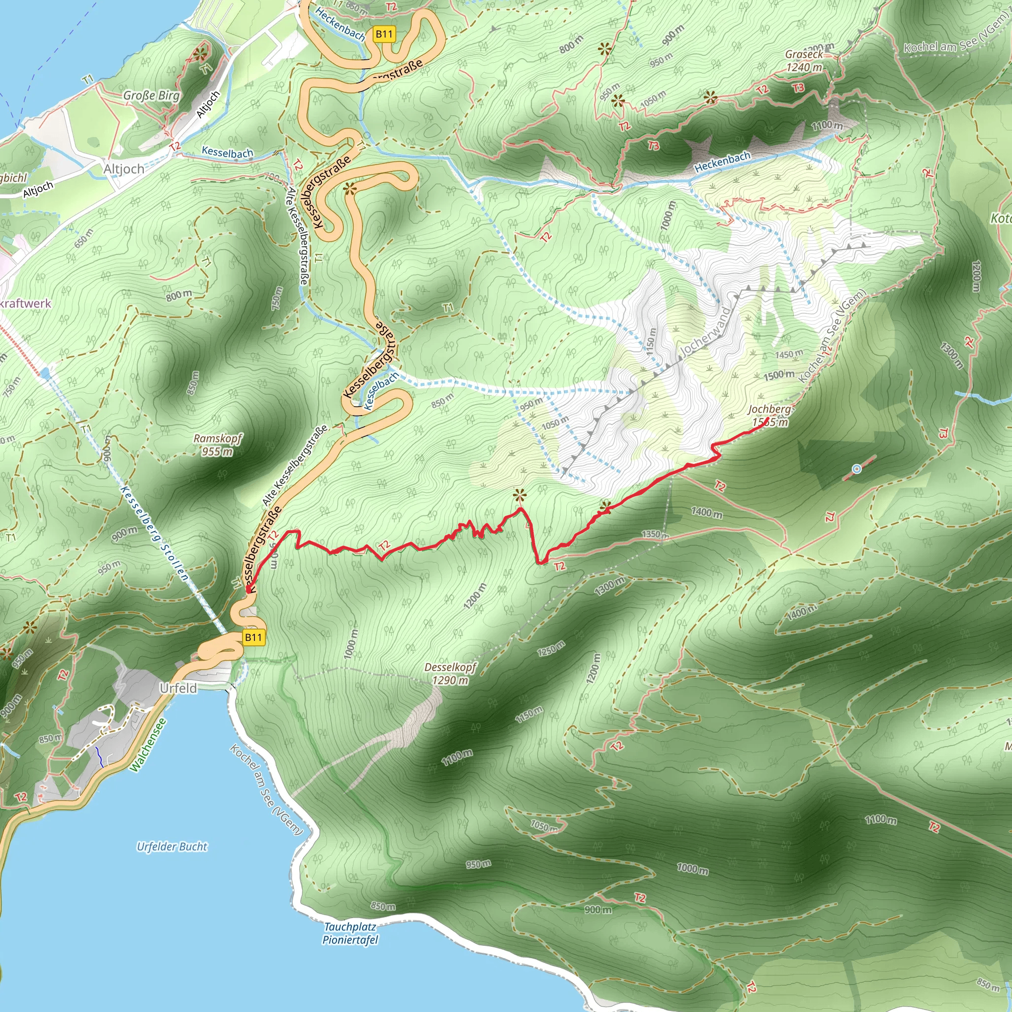 Jochberg via Jochbergweg mobile static map