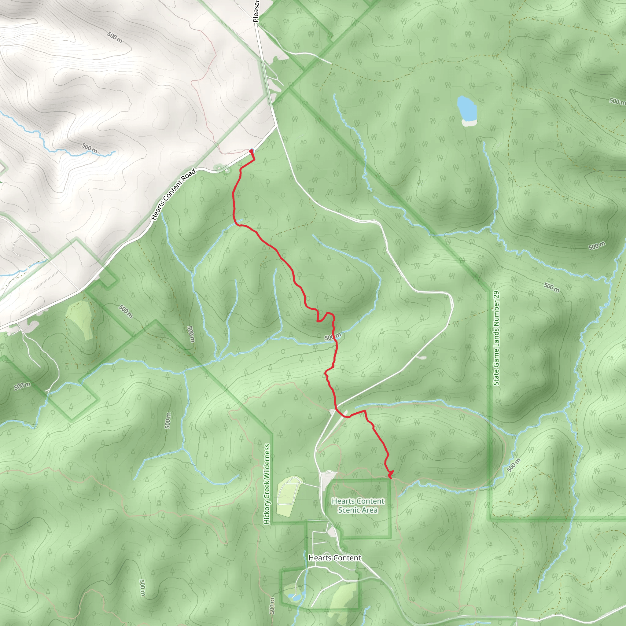 Toms Run from Hearts Content Road mobile static map