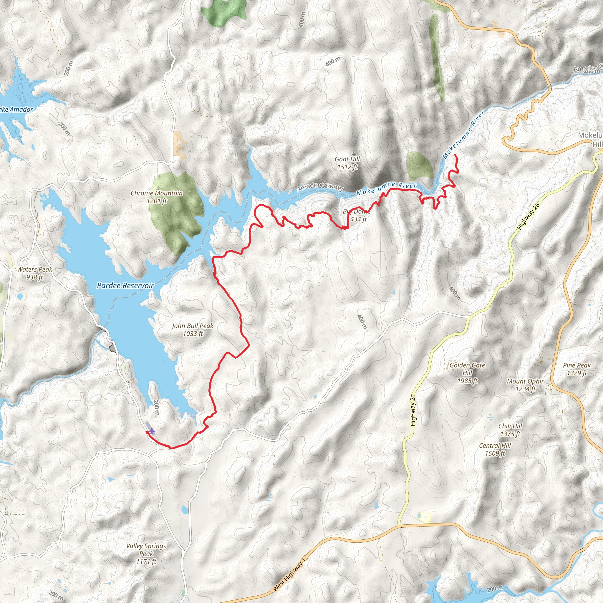 Mokelumne Coast to Crest Trail mobile static map