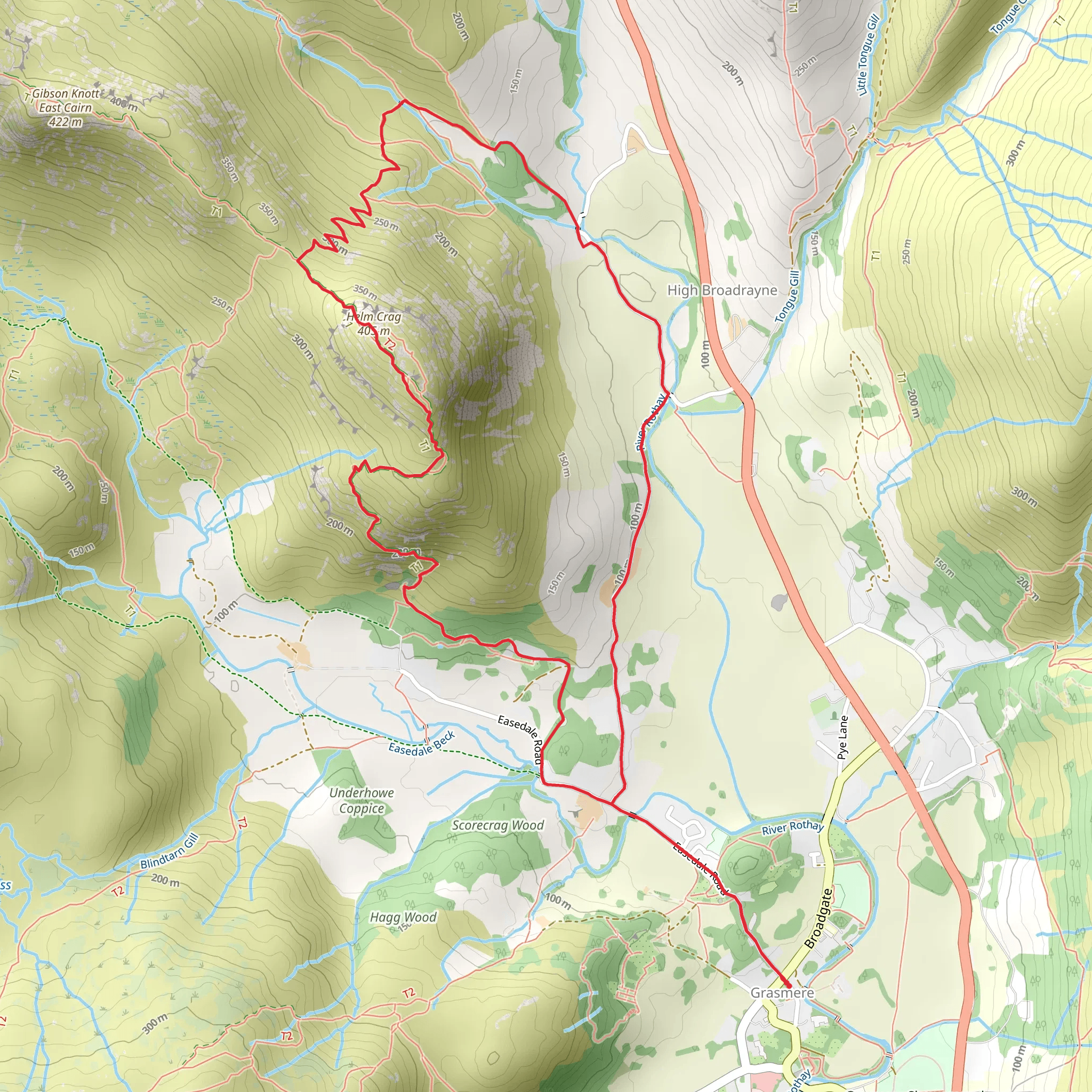 Helm Crag and Fairy Glen Loop mobile static map