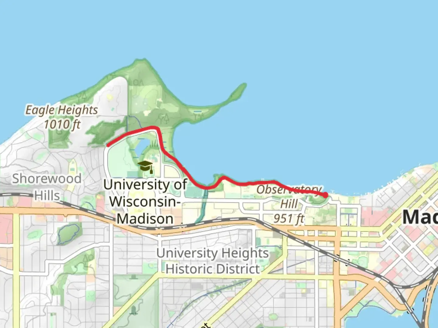An image depicting the trail Howard Temin Lakeshore Path and its surrounding area.