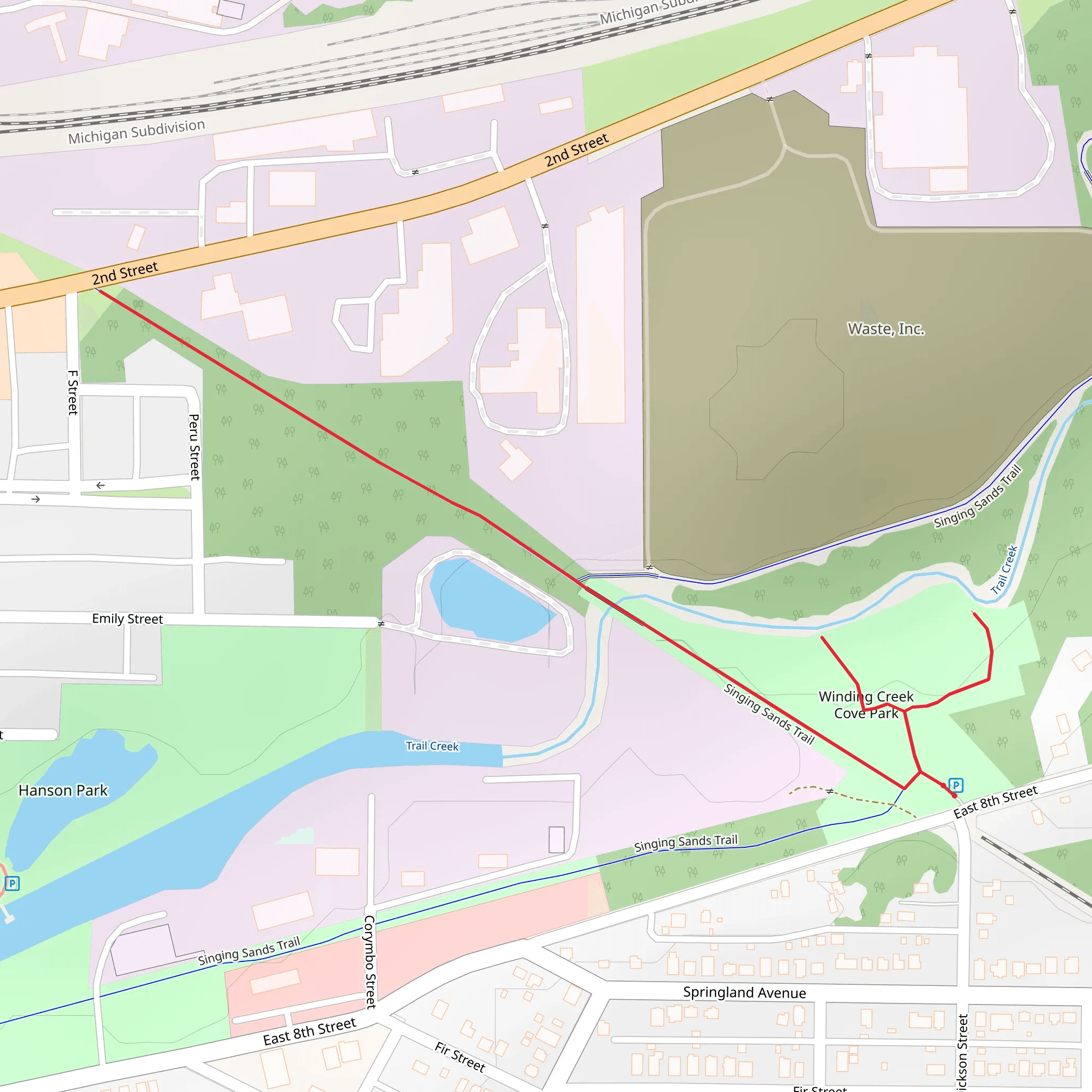 Winding Creek Cove Park Walk mobile static map