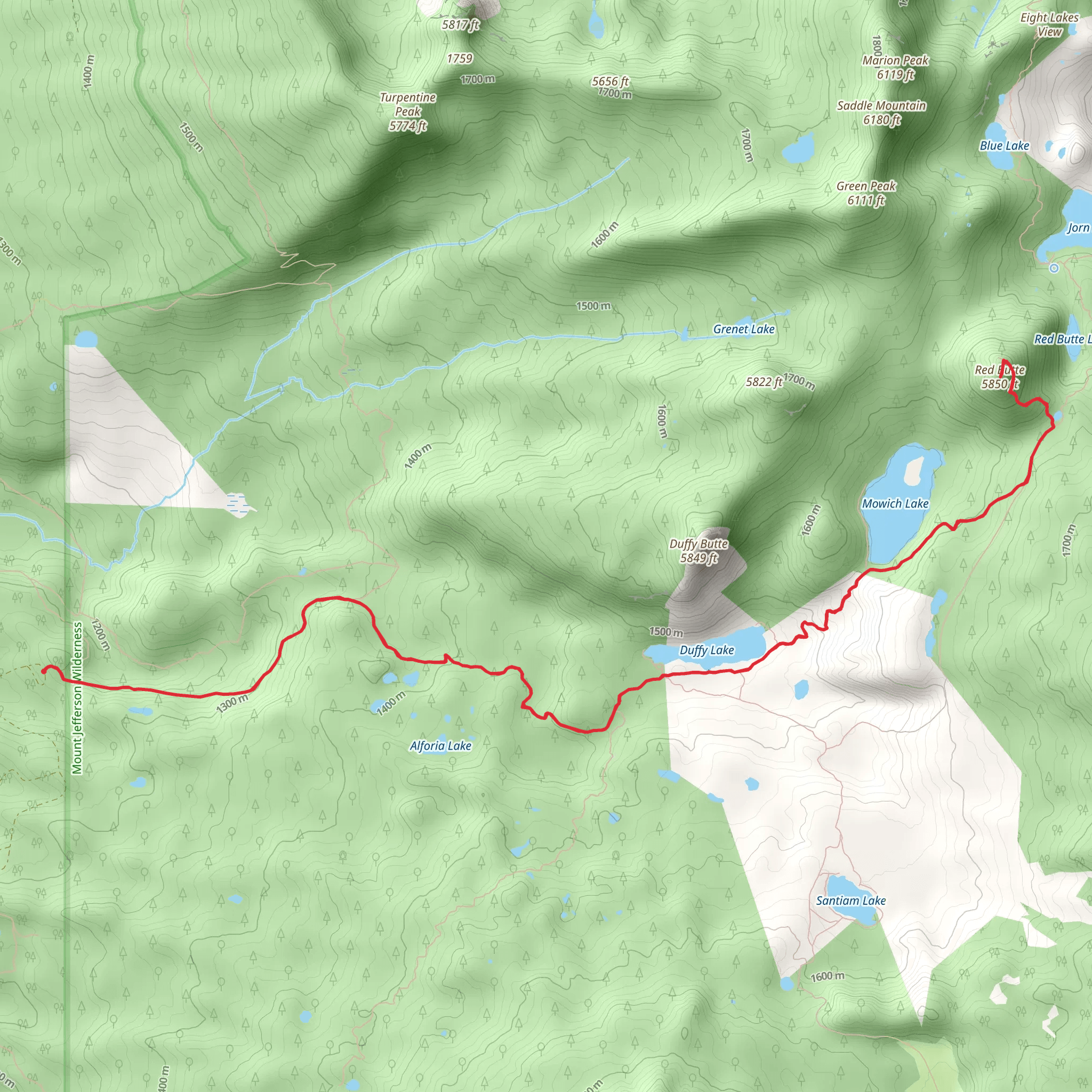 Red Butte, Alice Lake, Mowich Lake and Duffy Lake Trail mobile static map