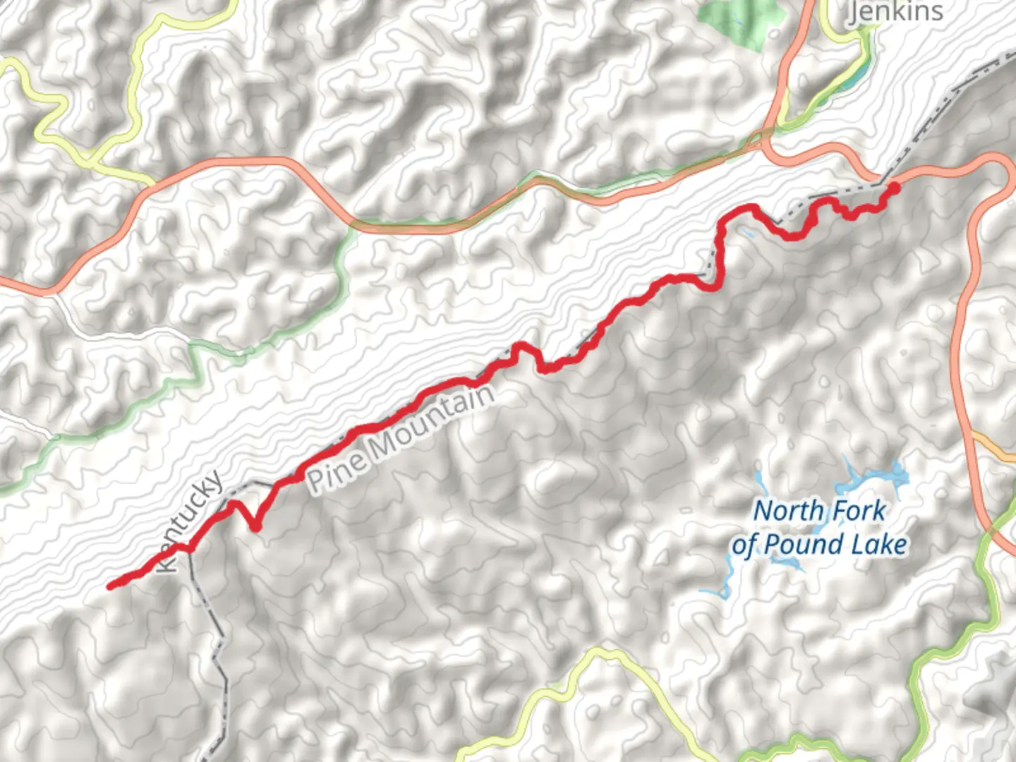 An image depicting the trail Jack Sutter Campsite and Adena Spring via Pine Mountain Trail and its surrounding area.
