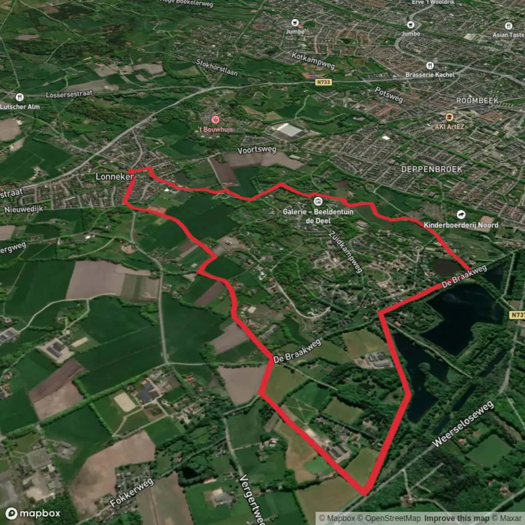 An image depicting the trail Scheperijpad and Vergert Weg Loop and its surrounding area.