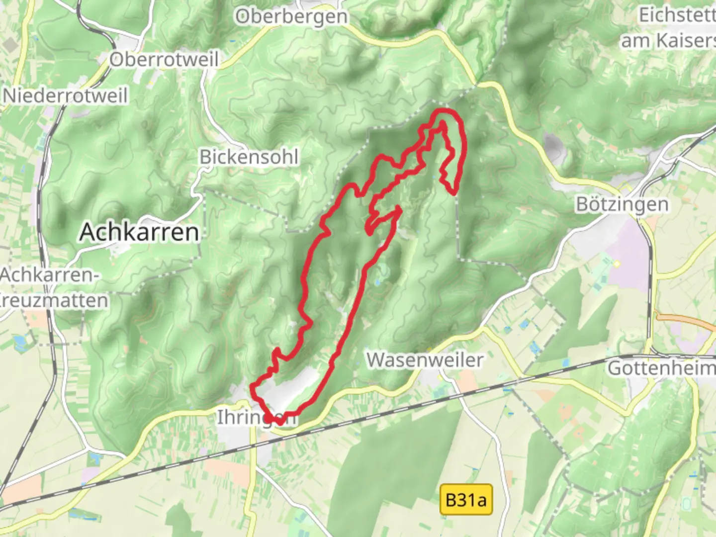 An image depicting the trail Ihringen Loop and its surrounding area.