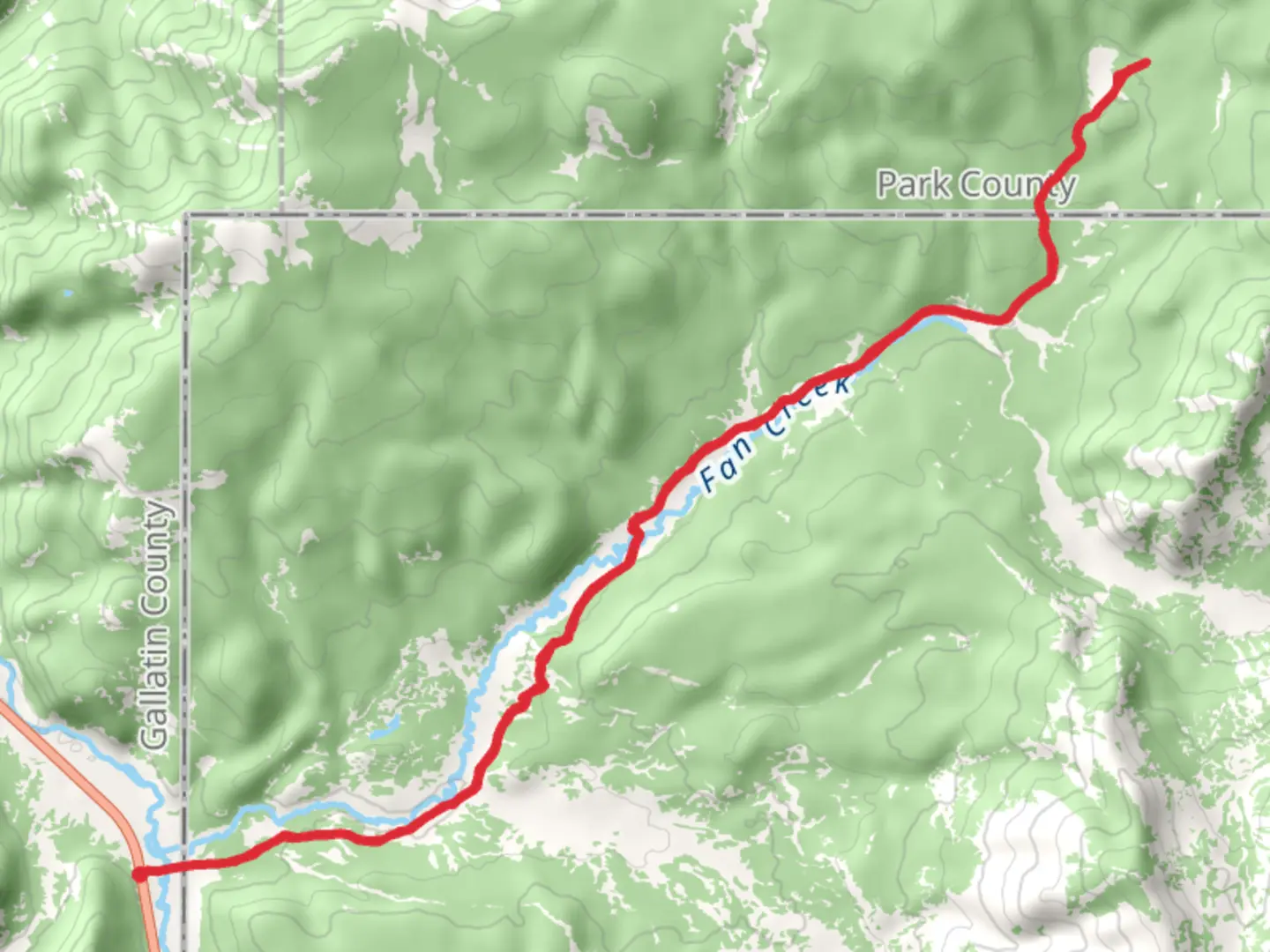 An image depicting the trail Fan Creek Trail and its surrounding area.