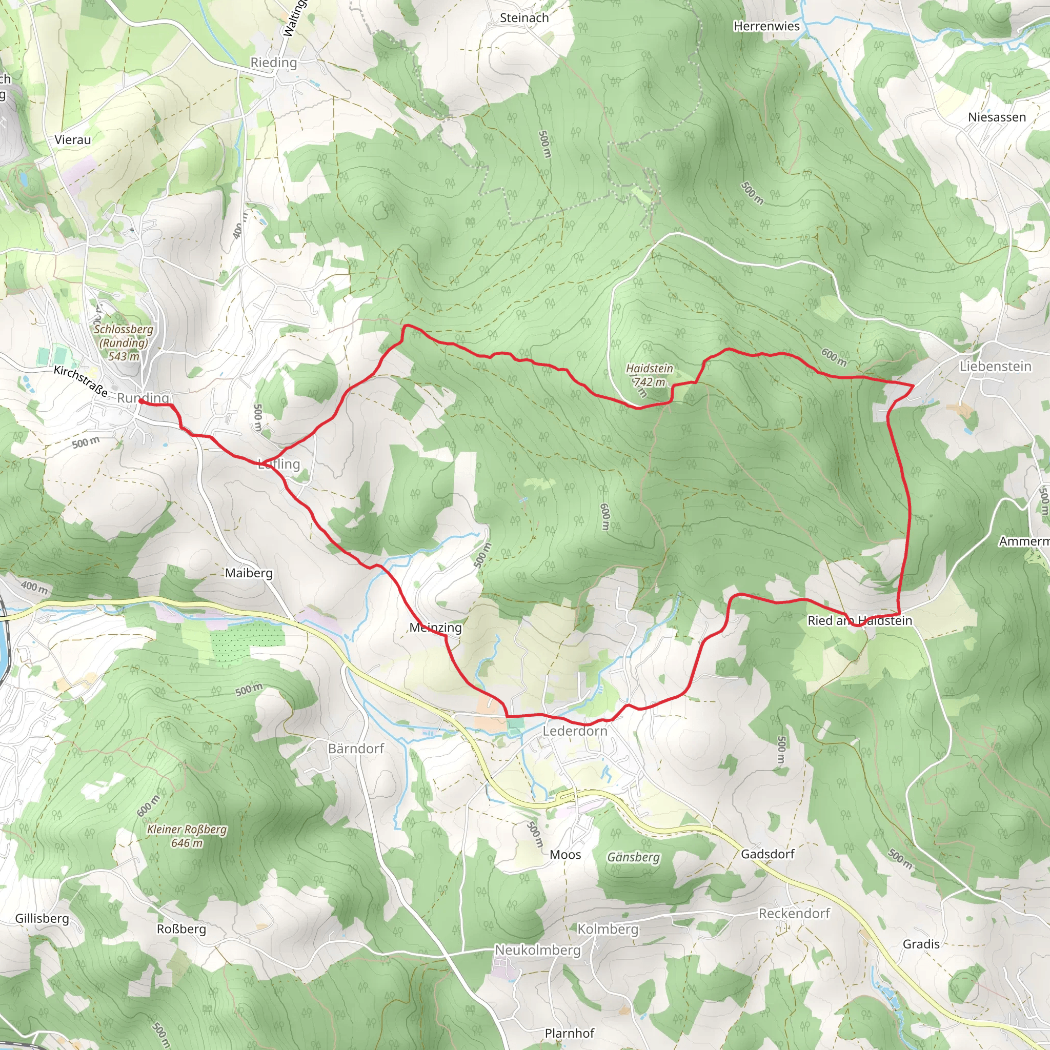 Runding to Reid am Haidstein Loop via Kreuzweg mobile static map