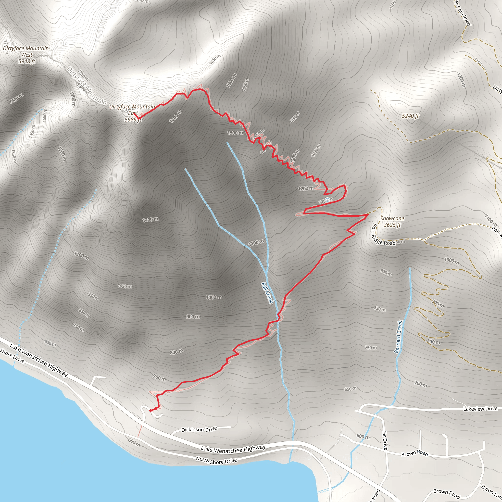 Dirty Face Mountain Trail mobile static map