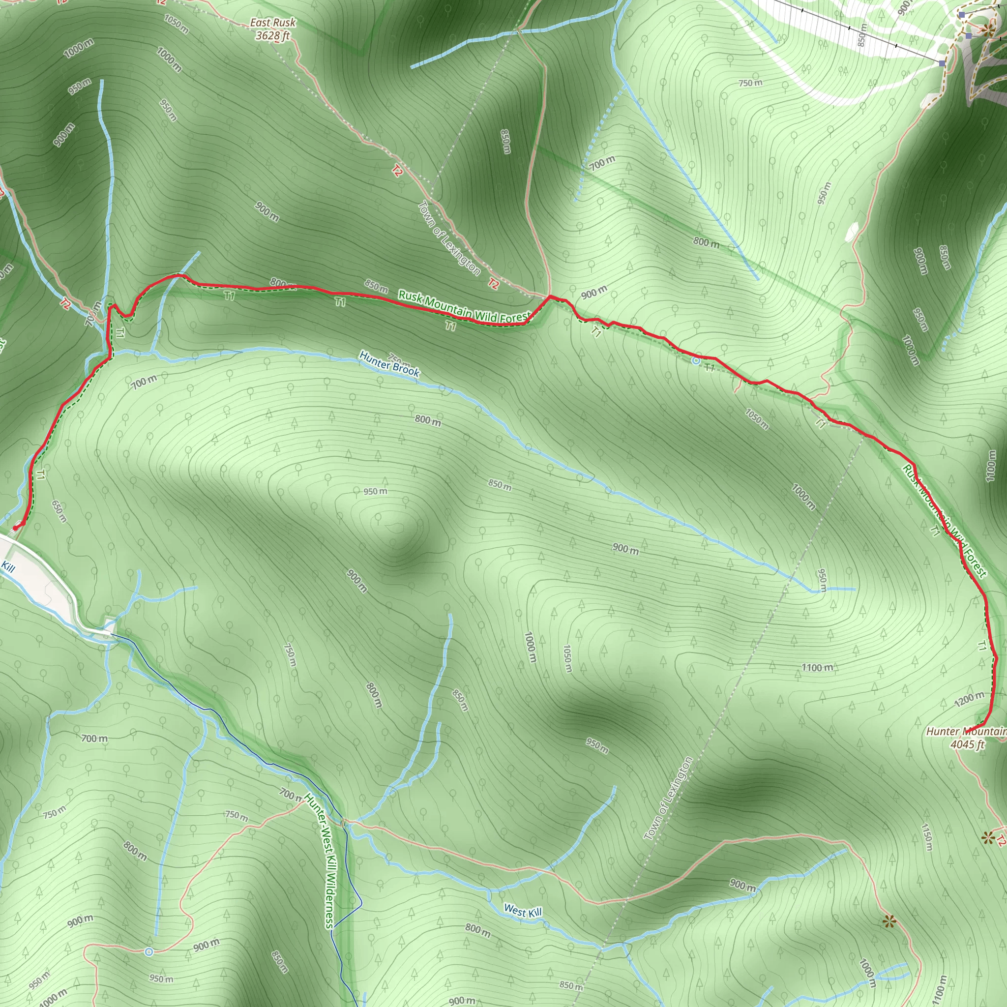 Hunter Mountain via Spruceton Trail mobile static map