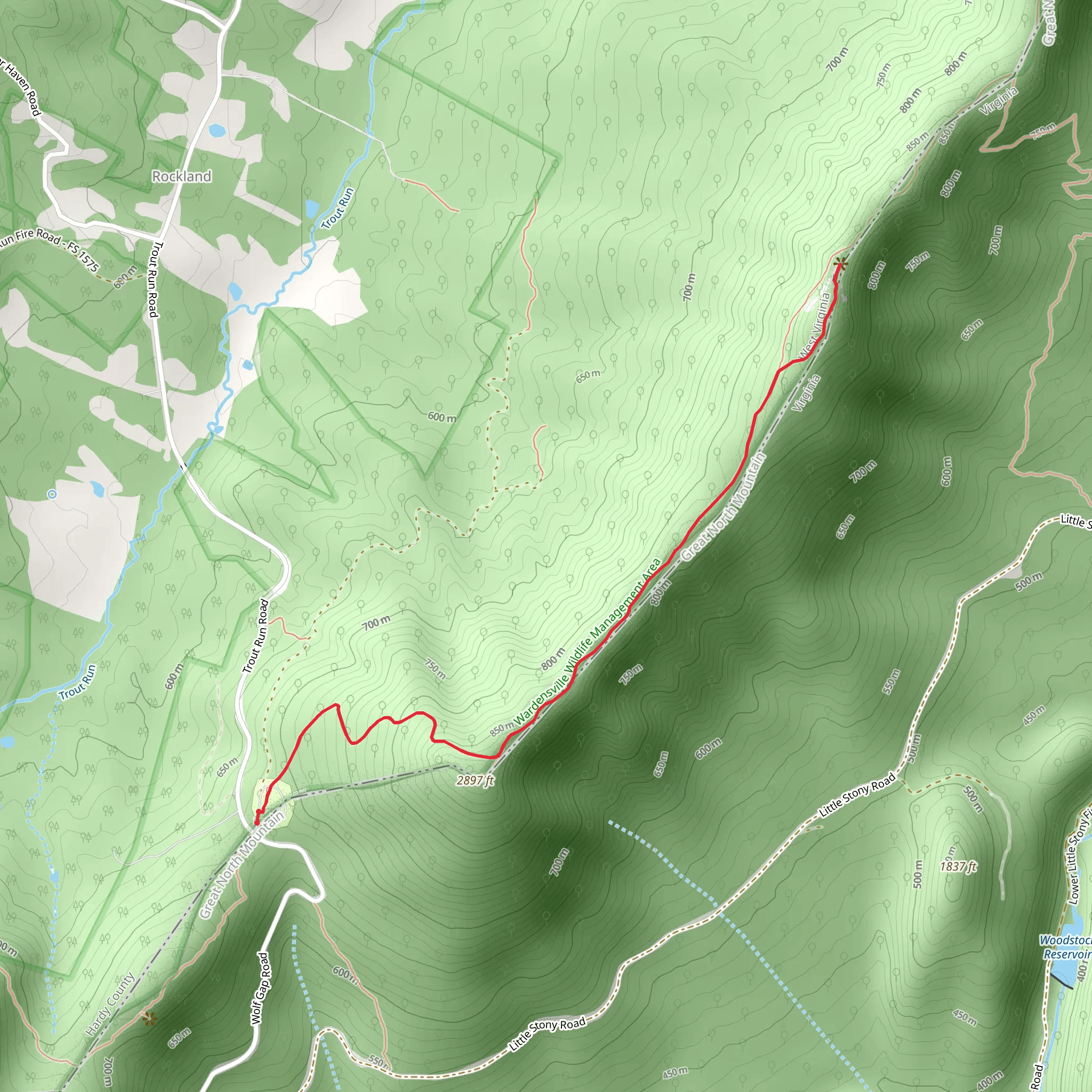 Big Schloss via Wolf Gap Trail mobile static map