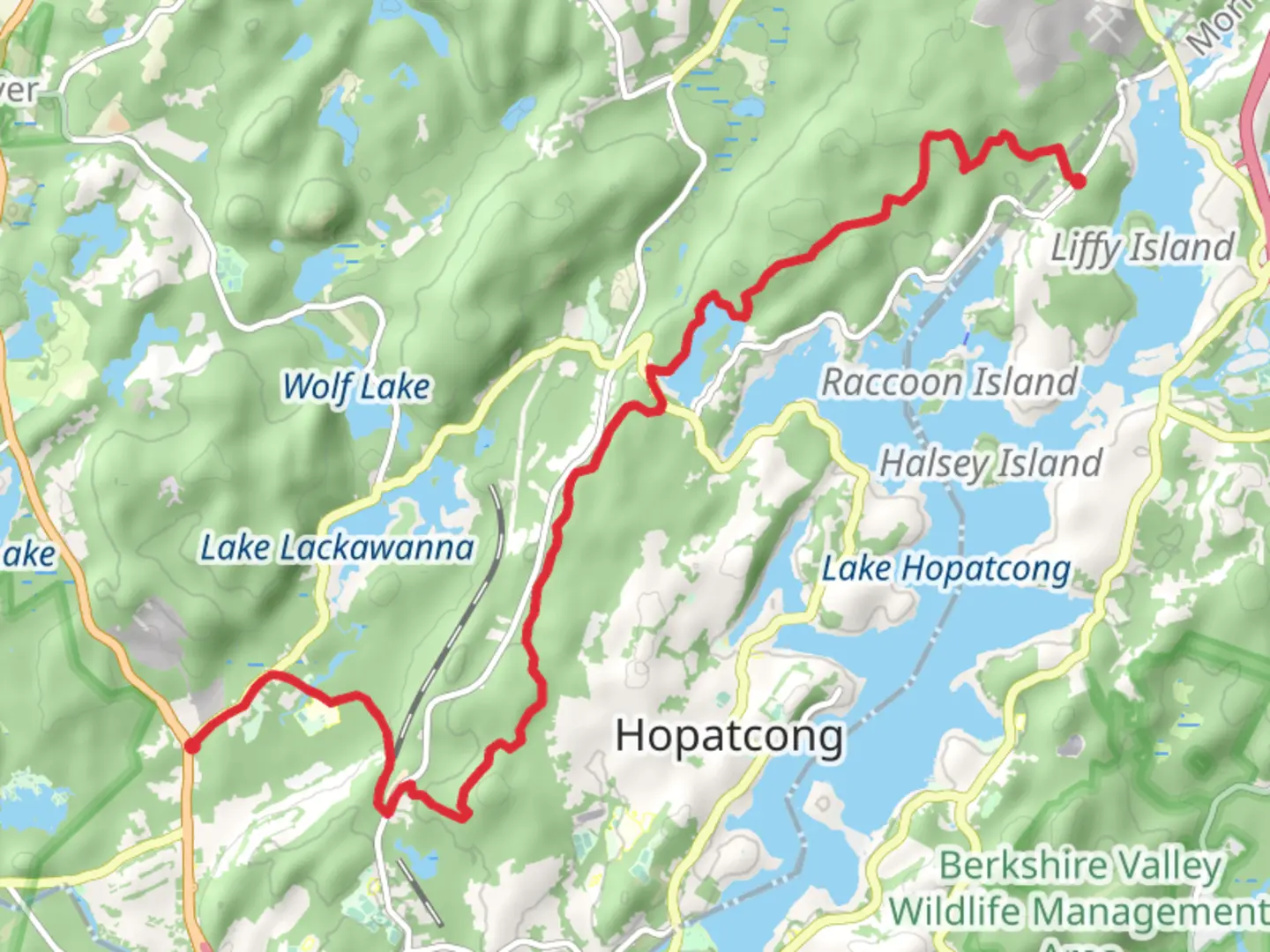 An image depicting the trail Highlands Trail -Teal from Lake Hopatcong and its surrounding area.