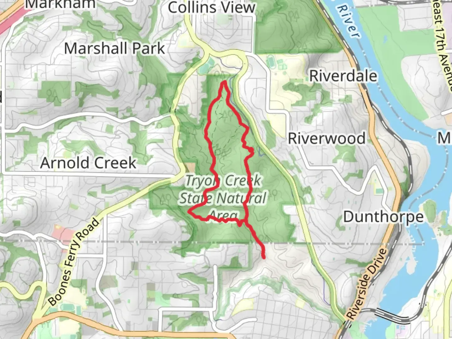 An image depicting the trail Old Main, South Creek and Lewis and Clark Loop Trail and its surrounding area.