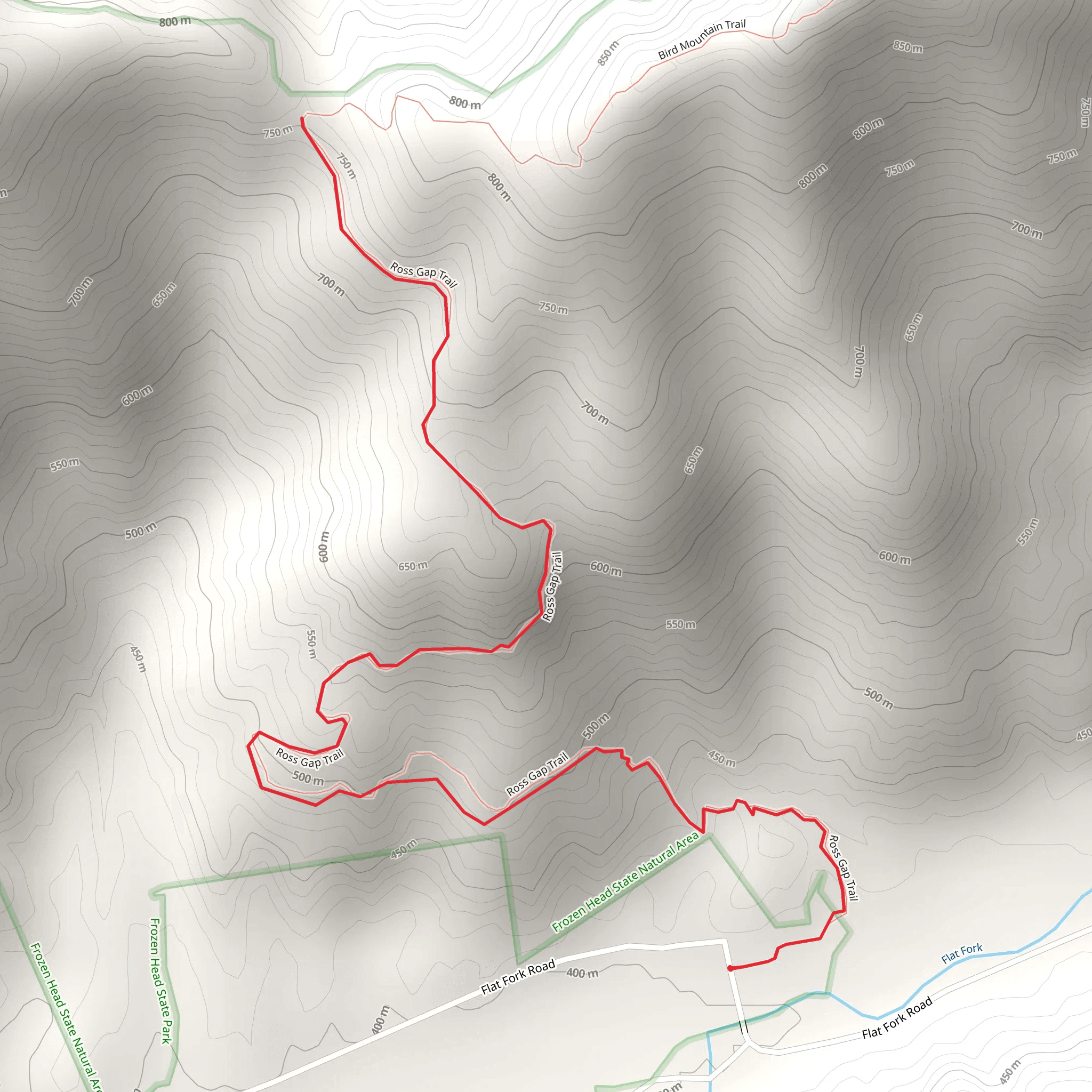 Ross Gap Short Trail - Flat Fork Road mobile static map