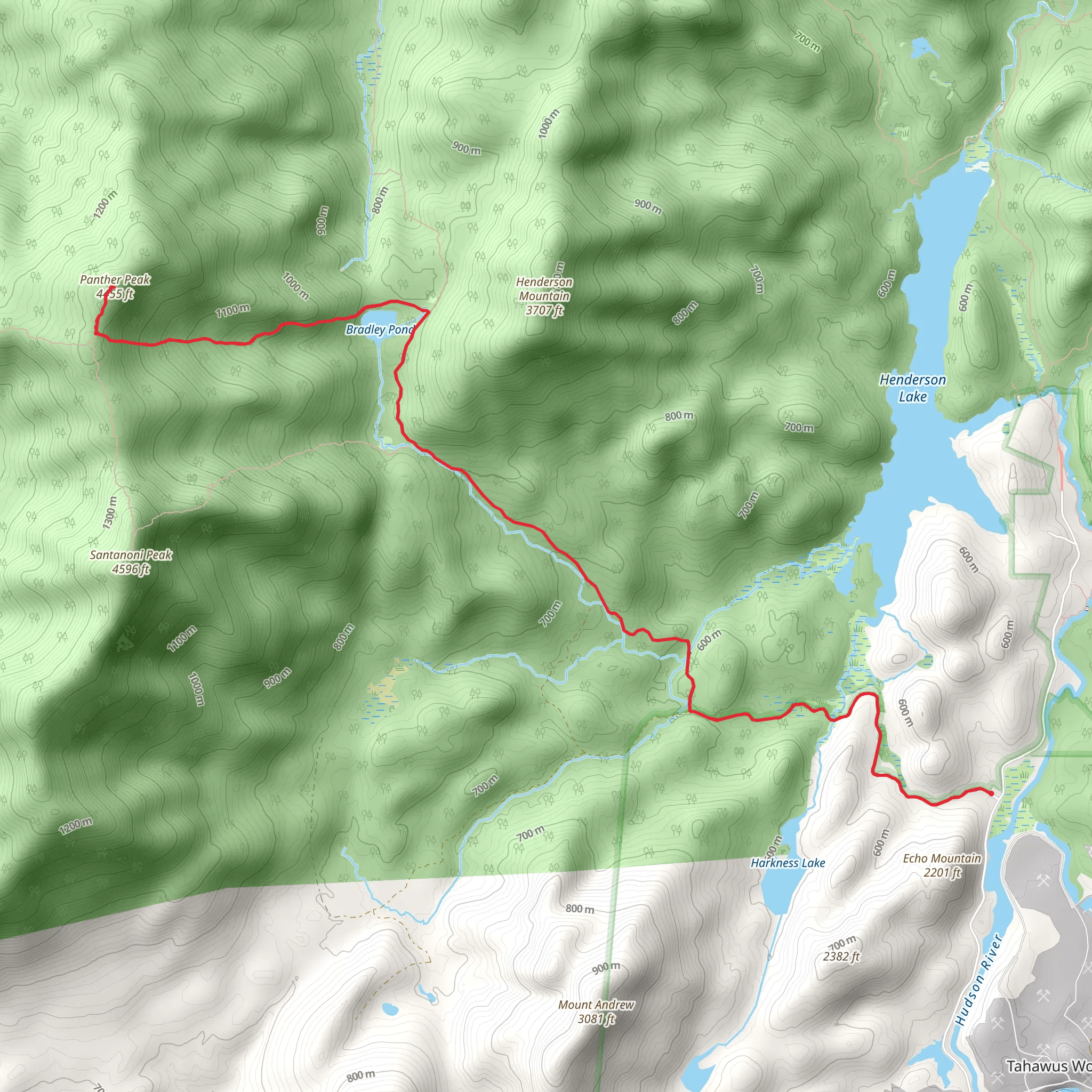Panther Peak via Bradley Pond Trail mobile static map