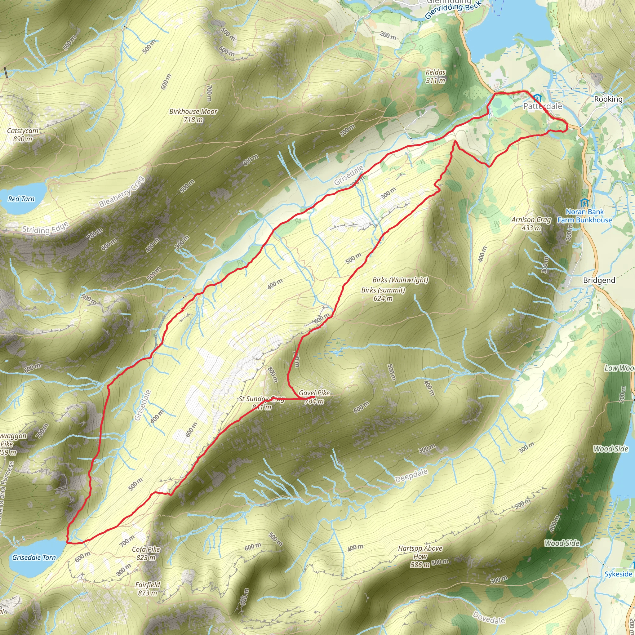Grisedale and Lanty's Tarn Loop from Patterdale mobile static map