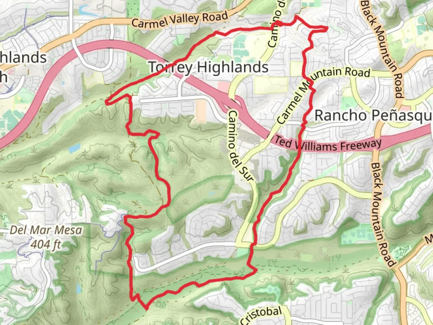 An image depicting the trail Penasquitos Creek park Loop and its surrounding area.