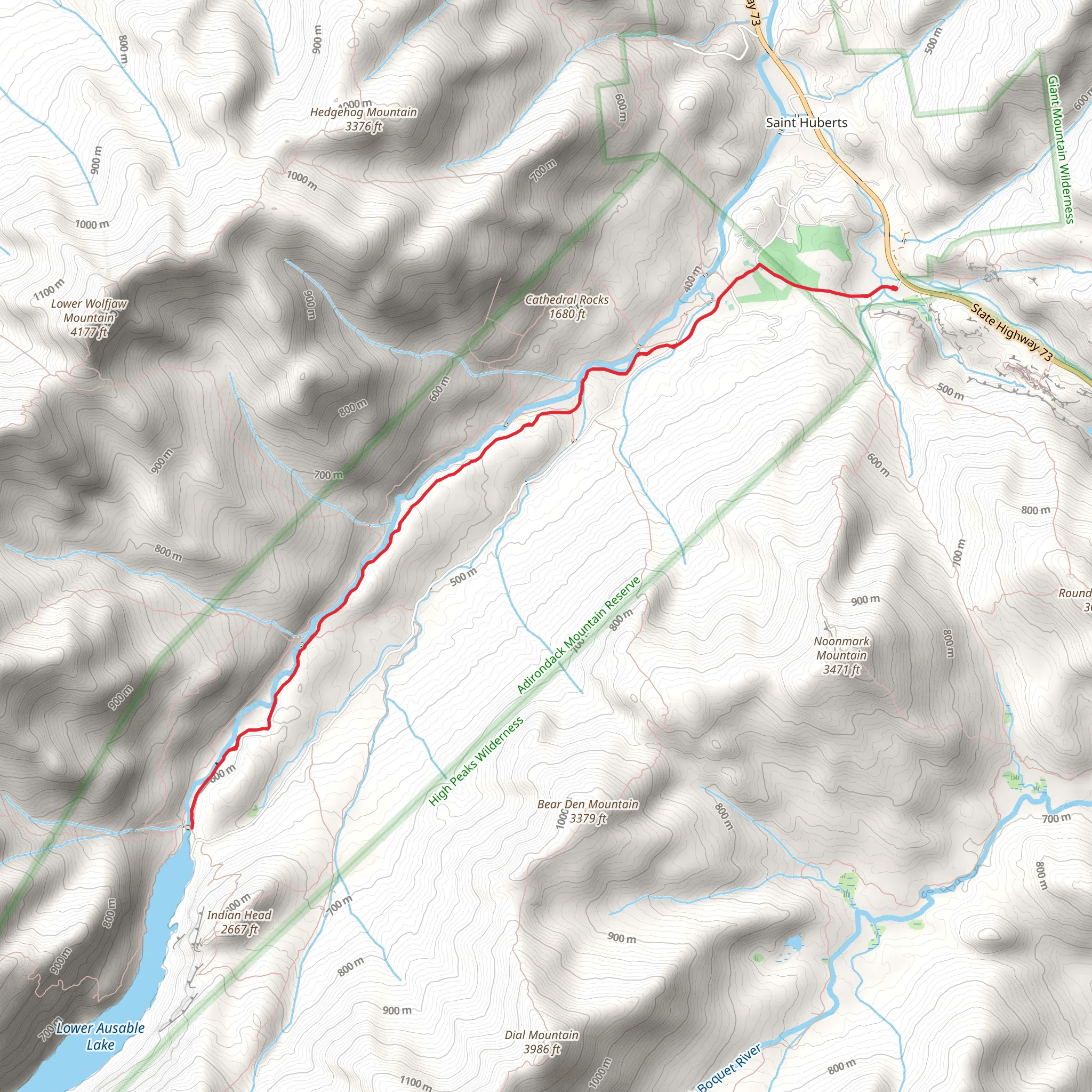East Branch Ausable River Trail mobile static map