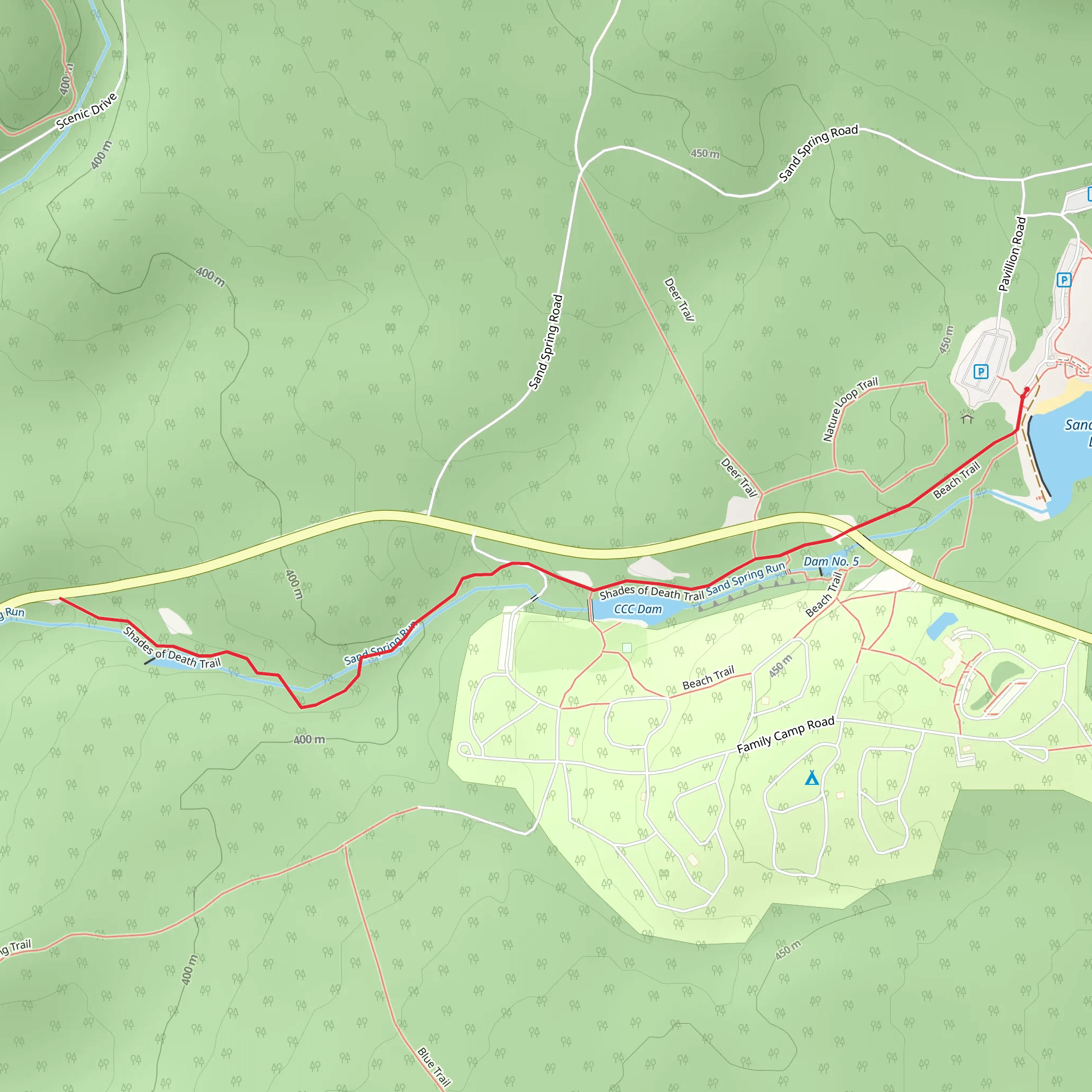 Sand Spring Run from Sand Spring Lake mobile static map