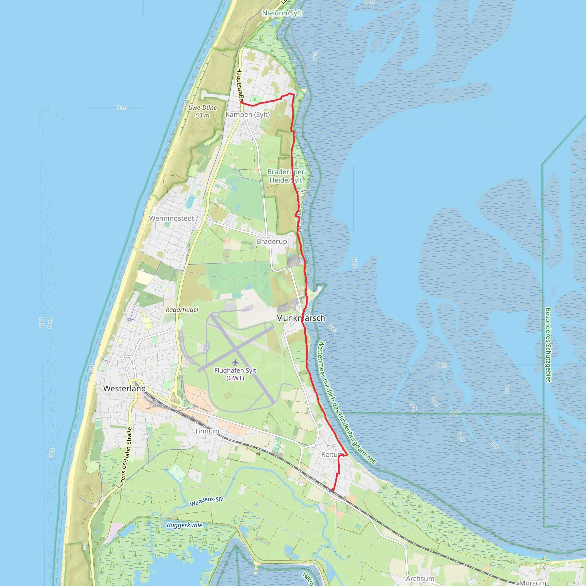 Keltum to Kampen via Braderuper Heide mobile static map