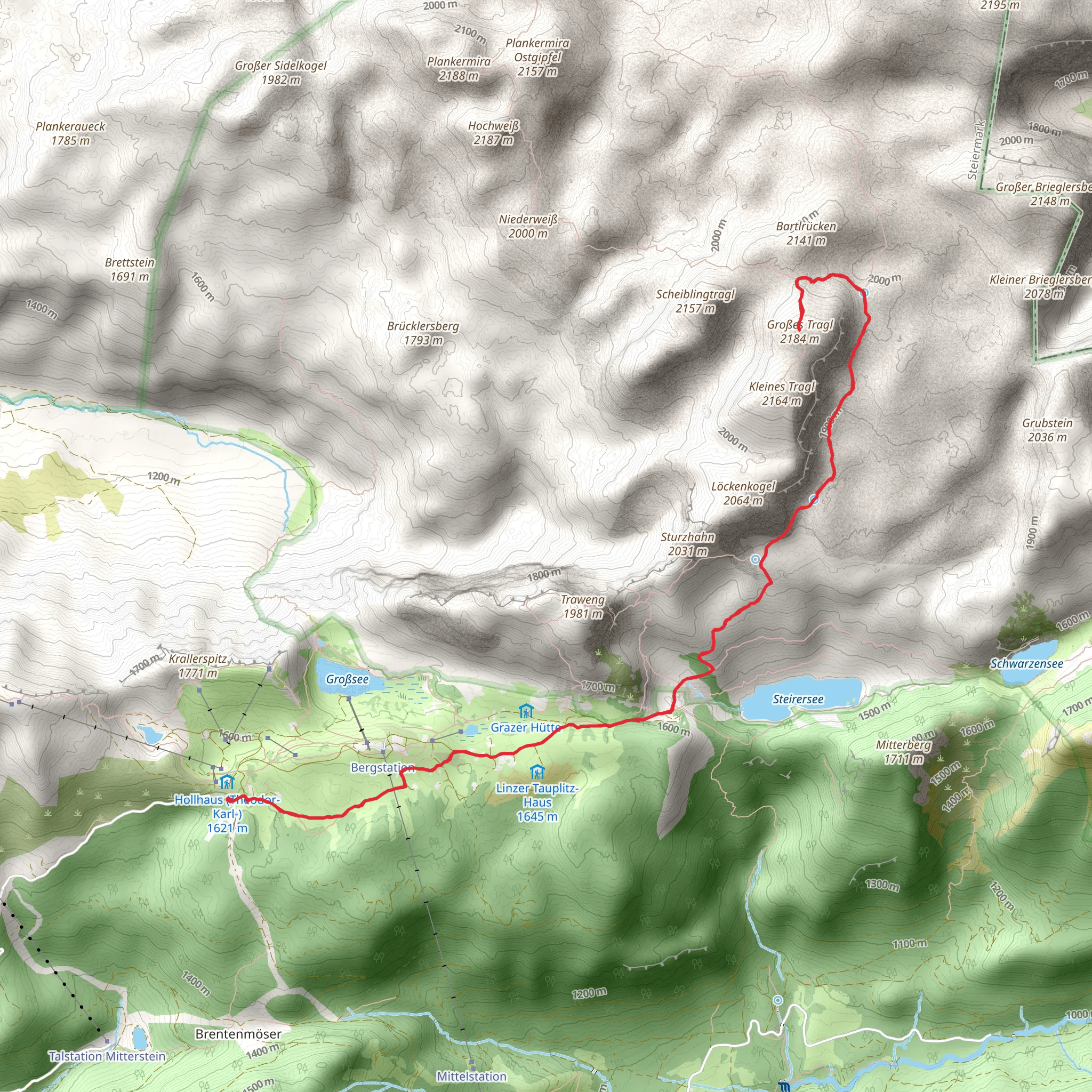 Tauplitzalm - Big Tragl Hike mobile static map