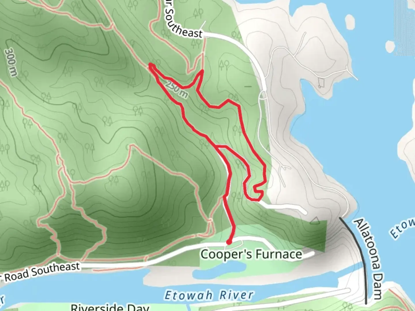 An image depicting the trail Cooper's Furnace Trail Loop and its surrounding area.