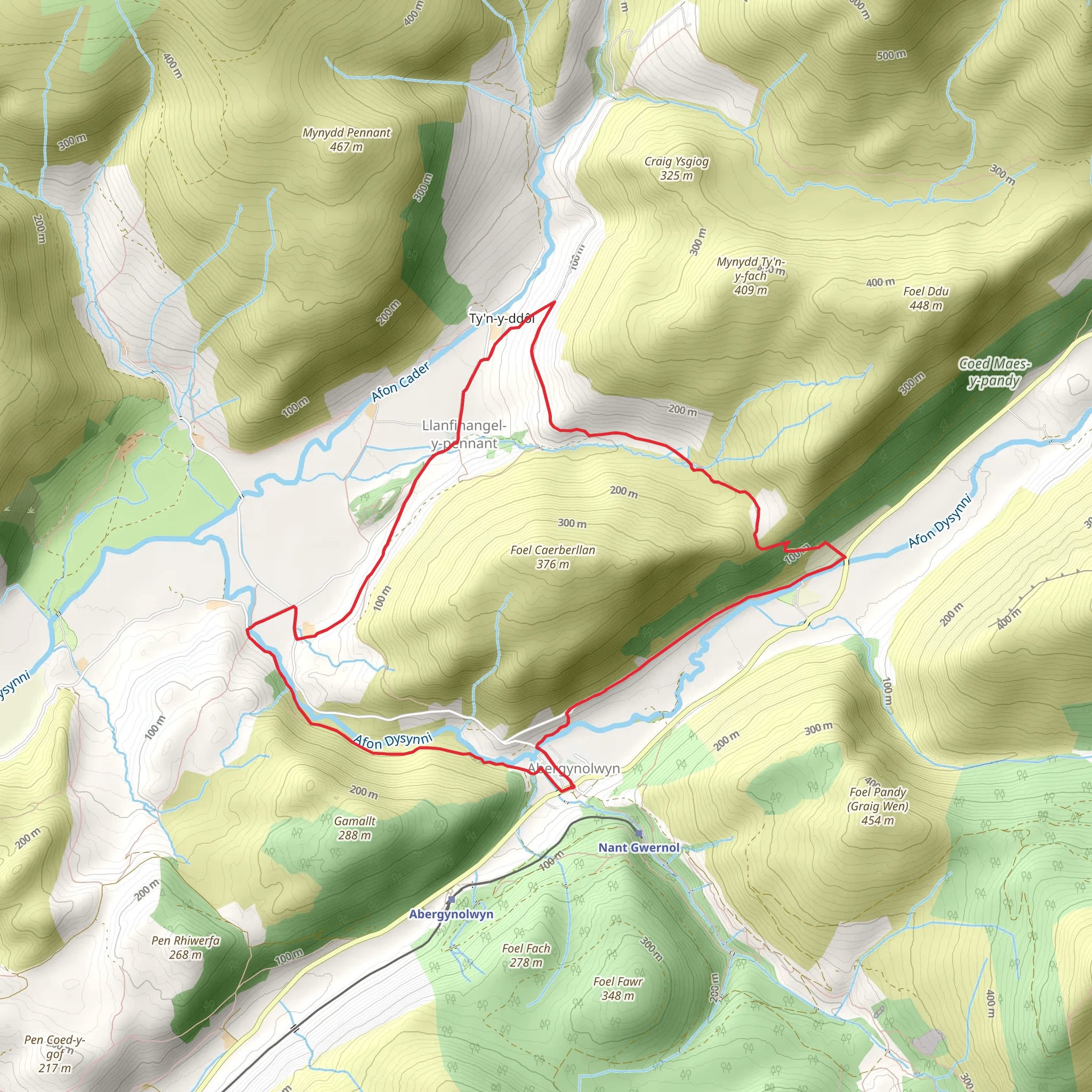 Abergynolwyn - Llanfihangel-y-pennant and Castell y Bere mobile static map