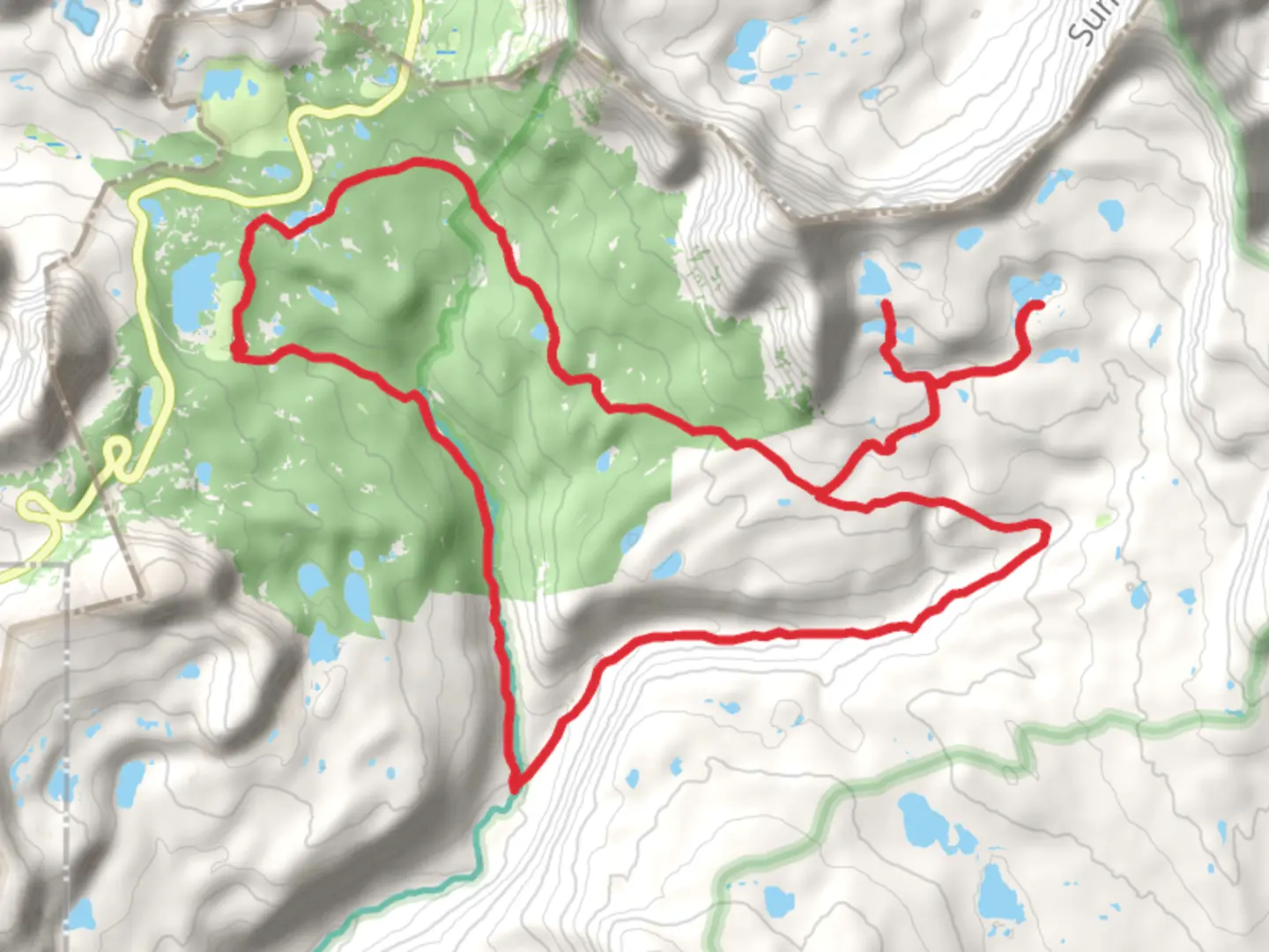 An image depicting the trail Duchesne River, Jordan Lake, Blue Lake and Mirror Lake Loop Trail and its surrounding area.