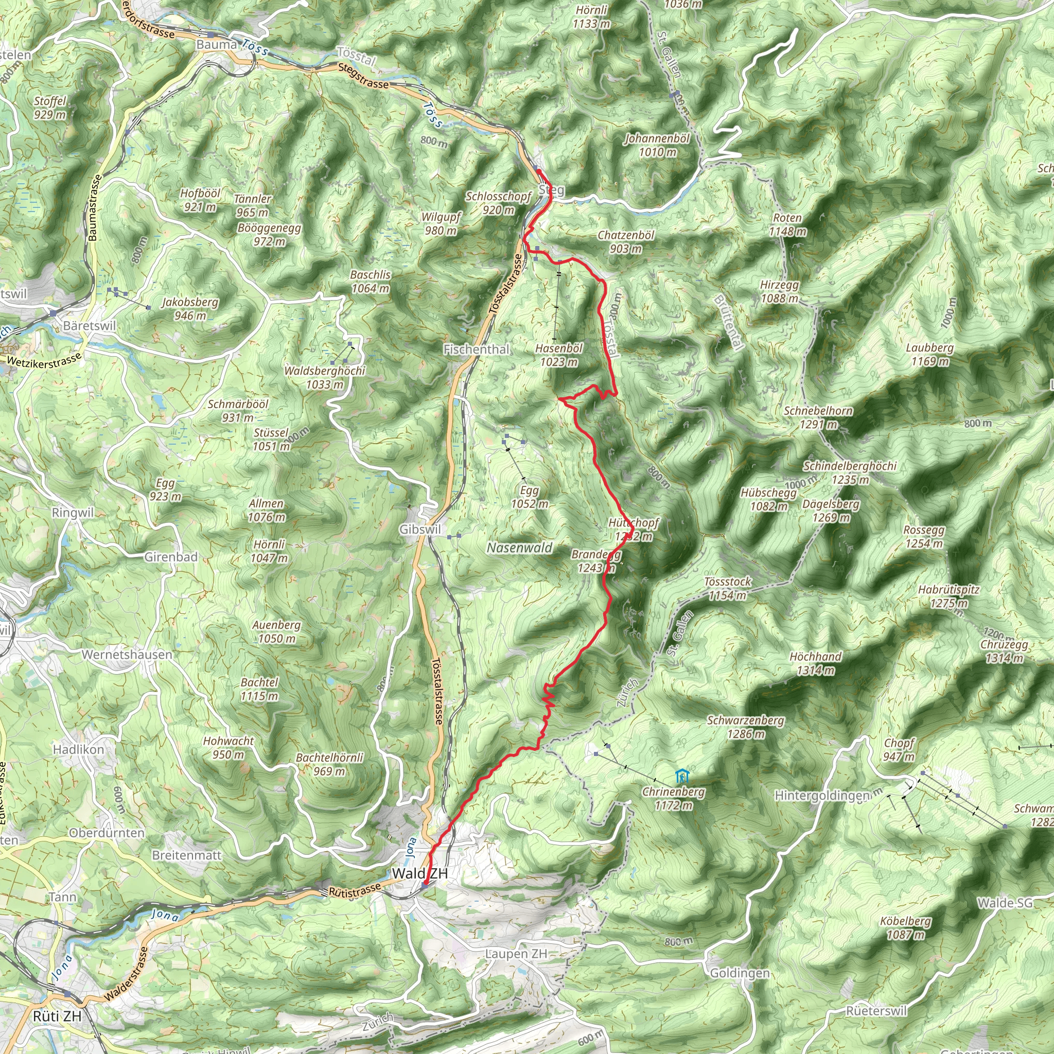 Hüttchopf Trail mobile static map