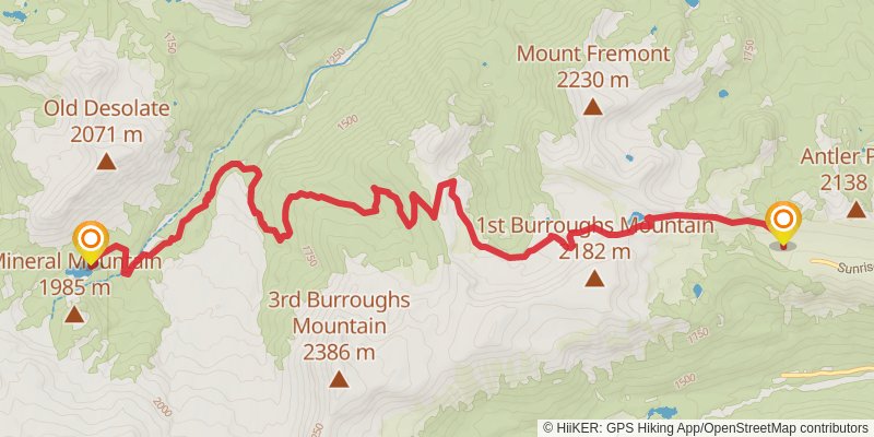 Mystic Lake Trail via Sunrise stage 2 Map