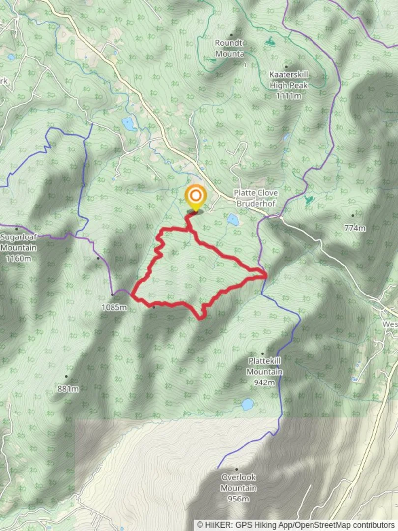 An image depicting the trail Jimmy Dolan Notch overlook Loop via Devil's Path and its surrounding area.