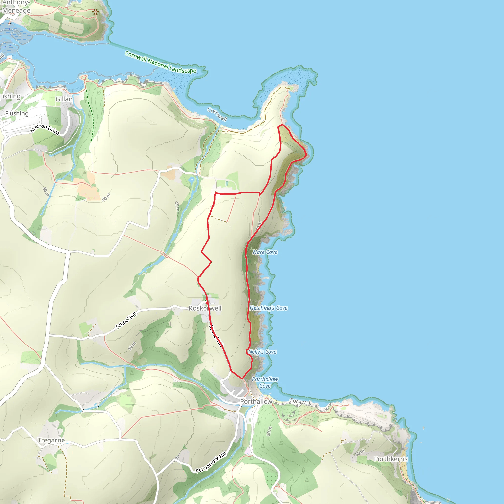 Nelly's and Fletching Cove Loop - Roskorwell mobile static map
