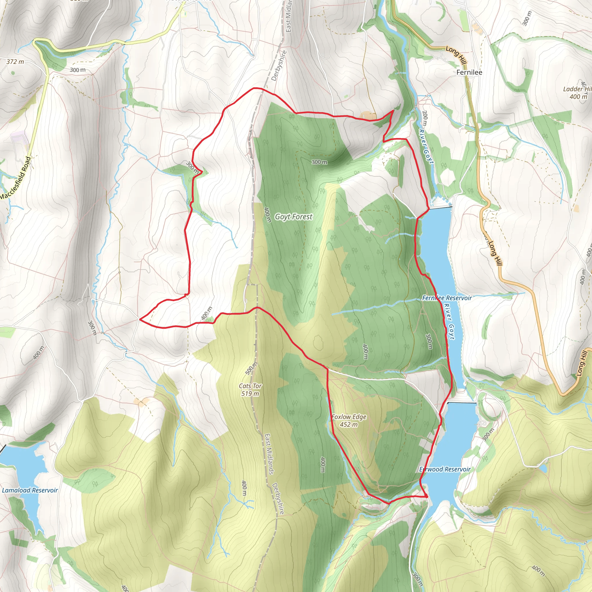 Taxal Edge - Jenkin Chapel and Pym Chair from Errwood mobile static map