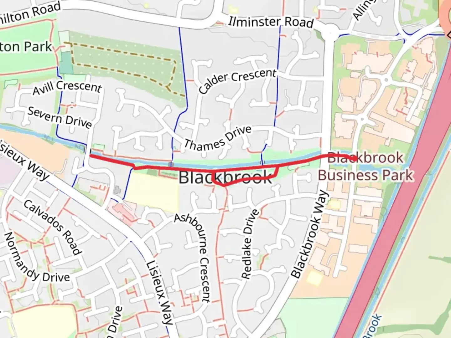 An image depicting the trail Black Brook Streamside Walk - Taunton and its surrounding area.