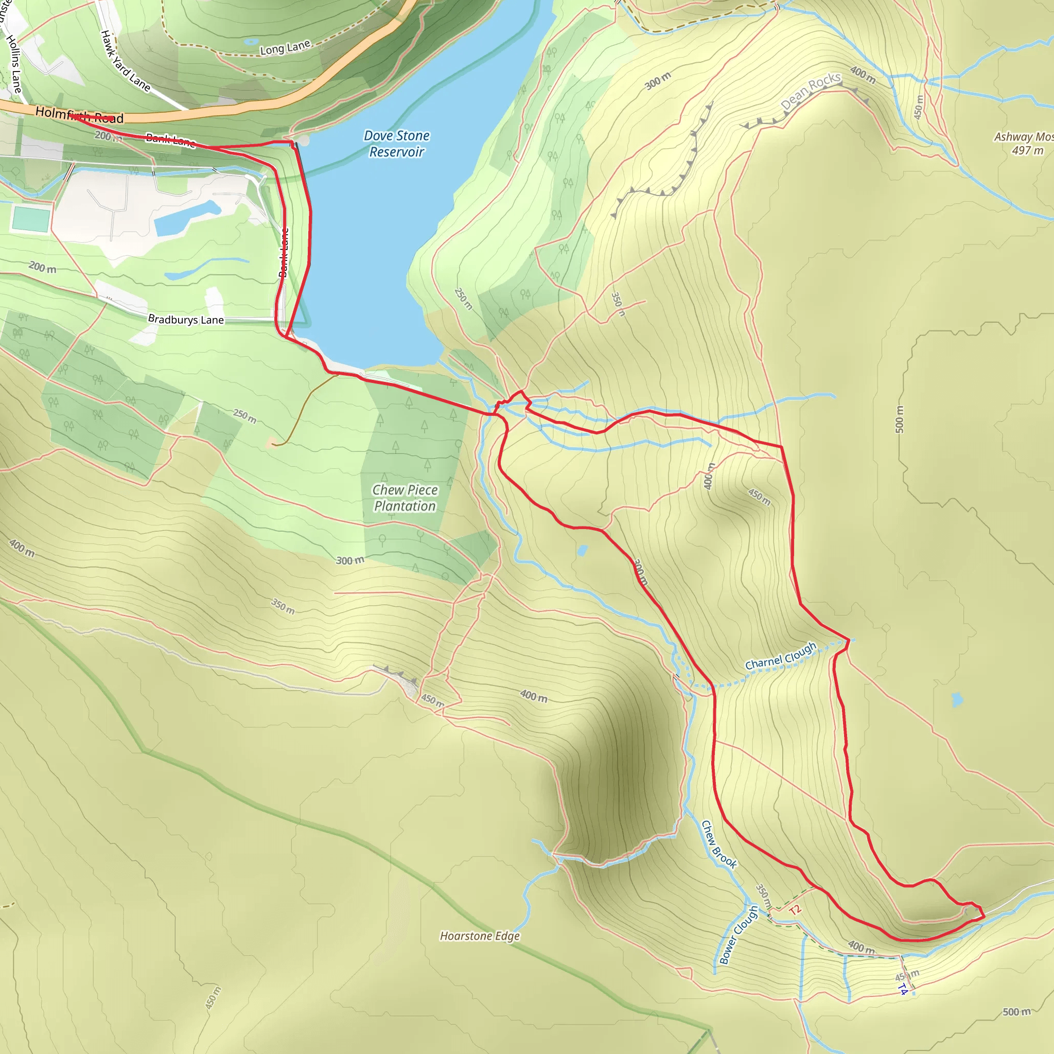 Charnel Stones, Rob's Rocks and Dovestone Reservoir Loop mobile static map