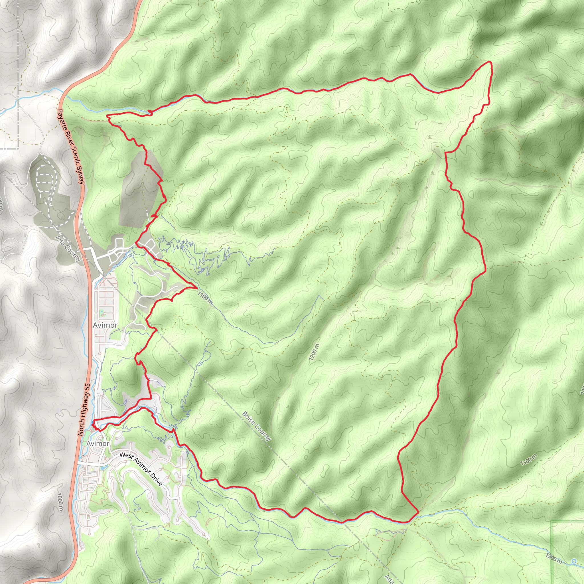 Shooting Range, South Fork Willow Creek and Spring Valley Creek Loop Trail mobile static map