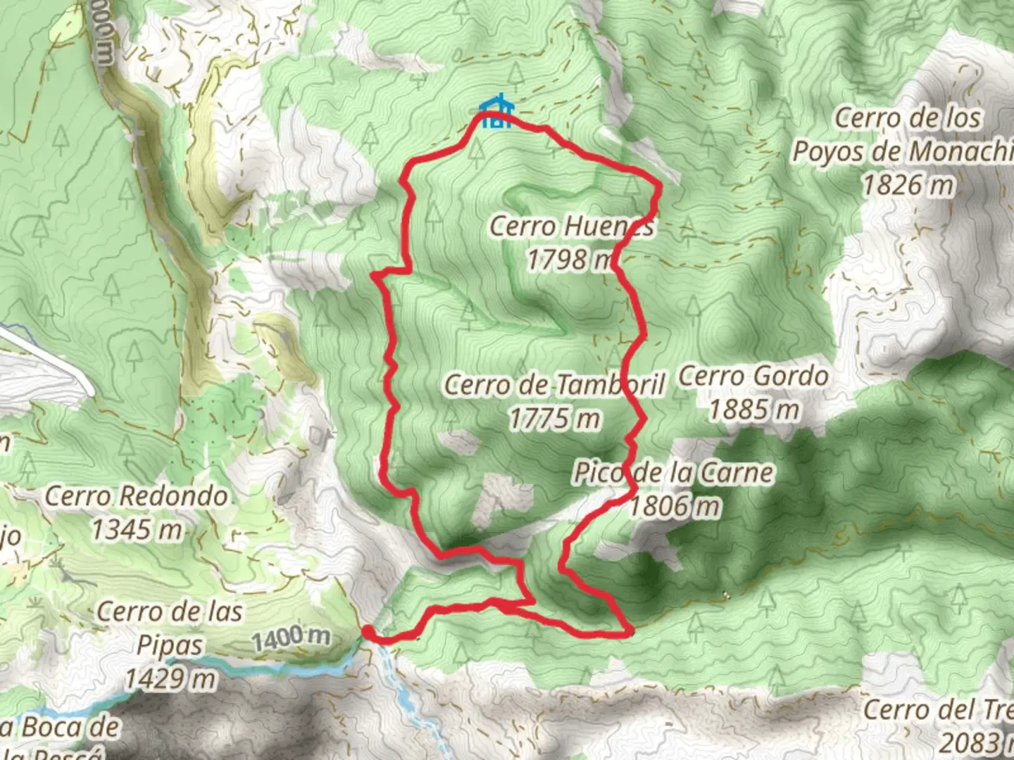 An image depicting the trail PR A 20 Cerro Huenes and its surrounding area.