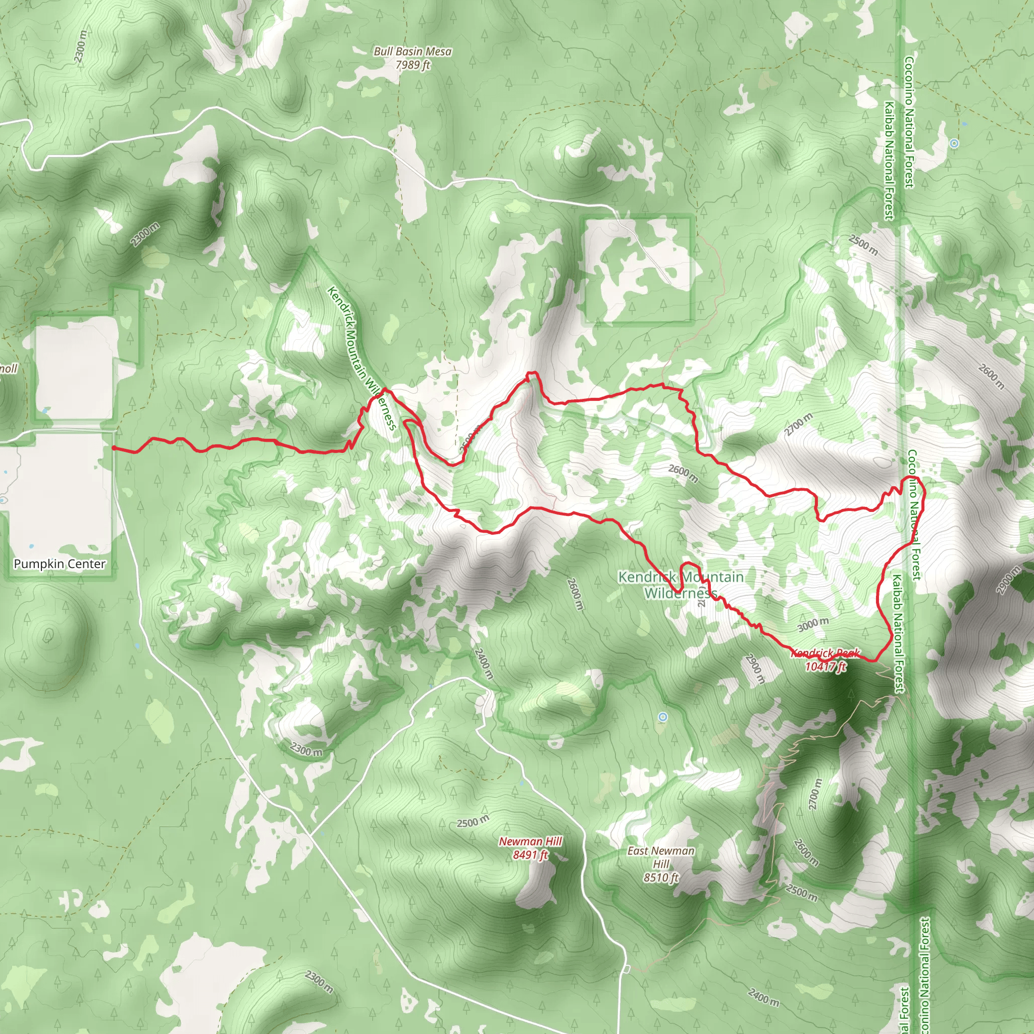 Kendrick Peak Loop Trail mobile static map