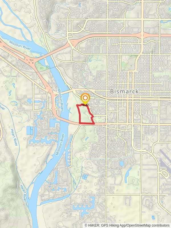 Riverside Park and Dakota Zoo Loop mobile static map