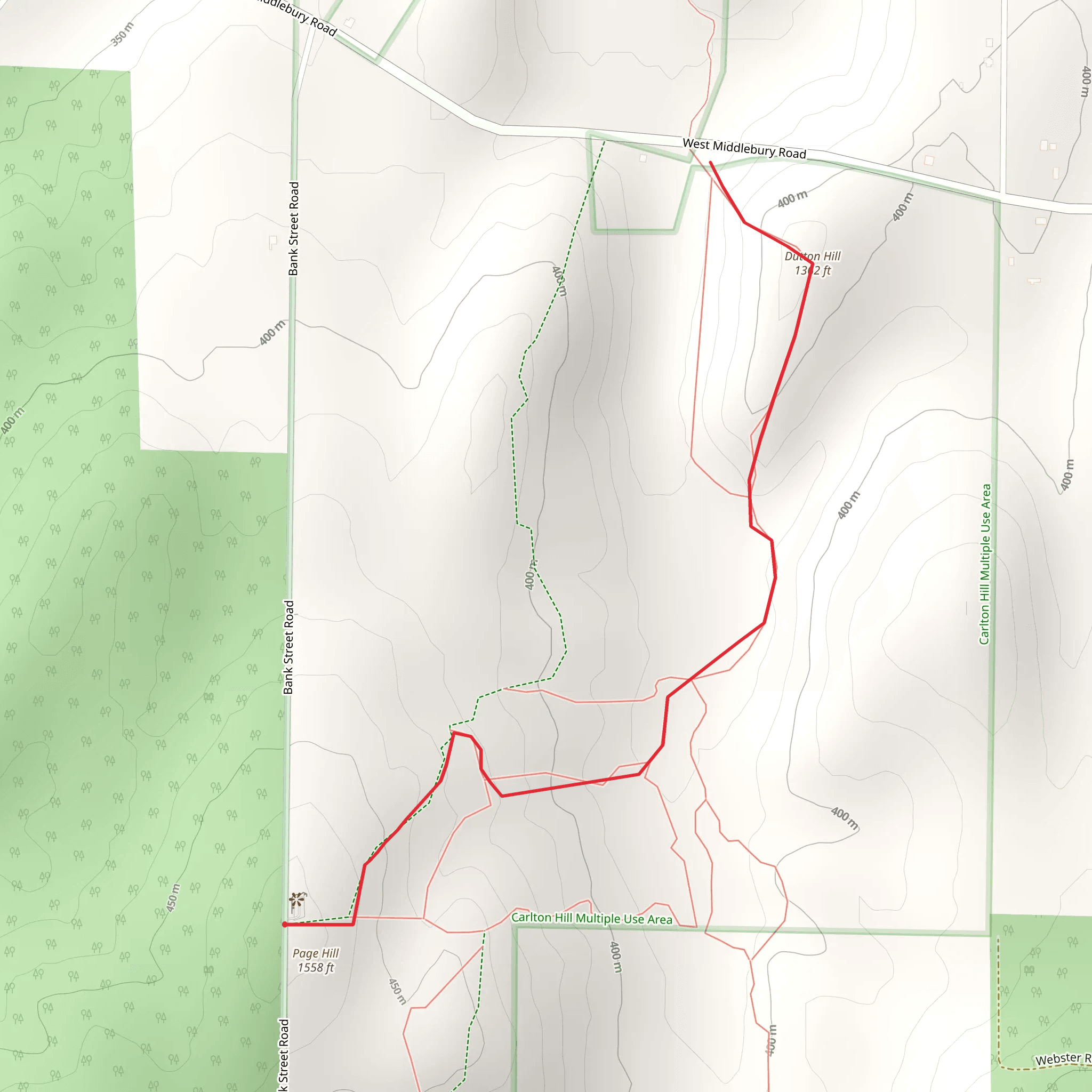 Dutton Hill Trail from Bank Street Road mobile static map