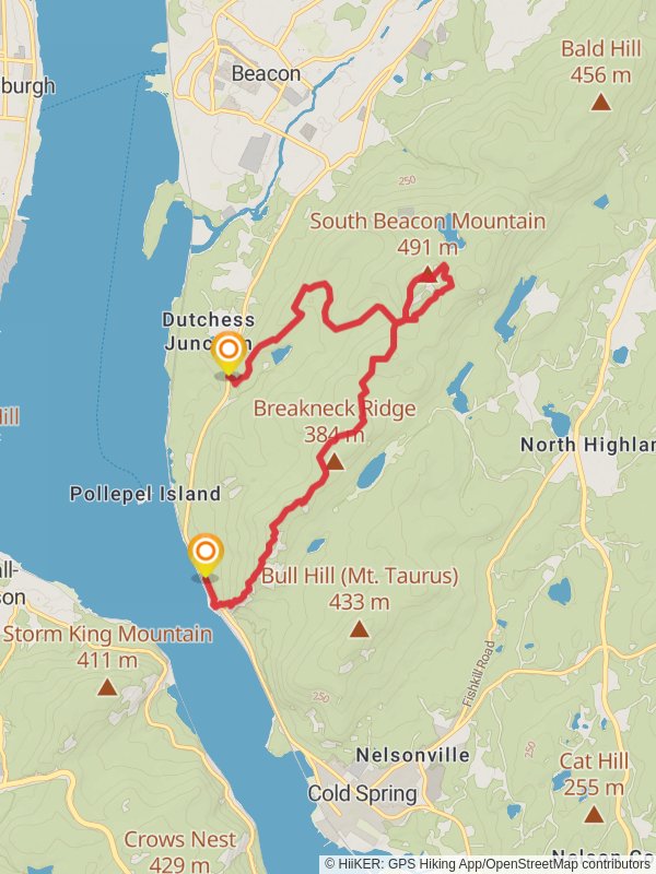 Breakneck Ridge Trail, South Beacon Mountain and Notch Trail mobile static map