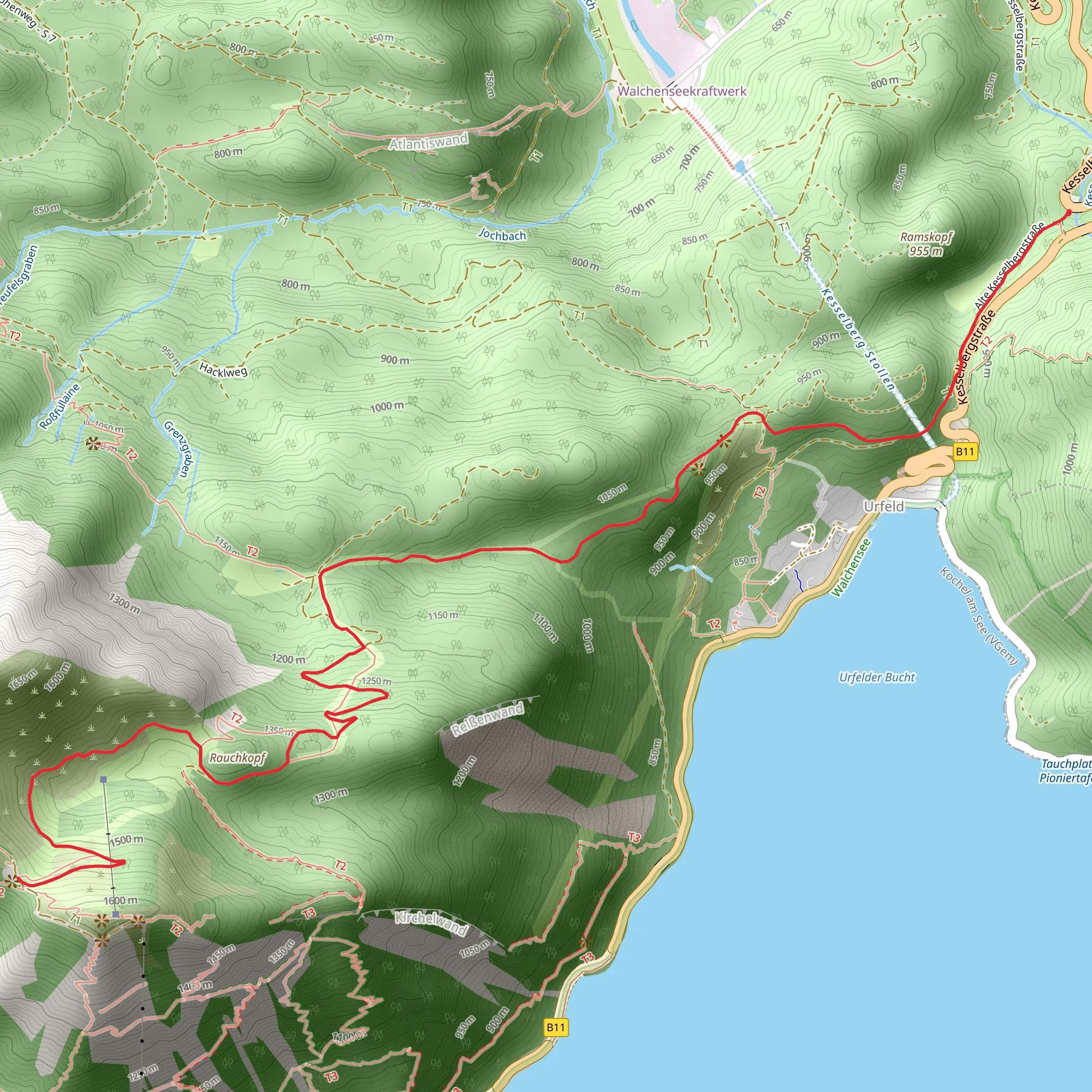 Königshaus am Herzogstand Walk via Kesselberg mobile static map