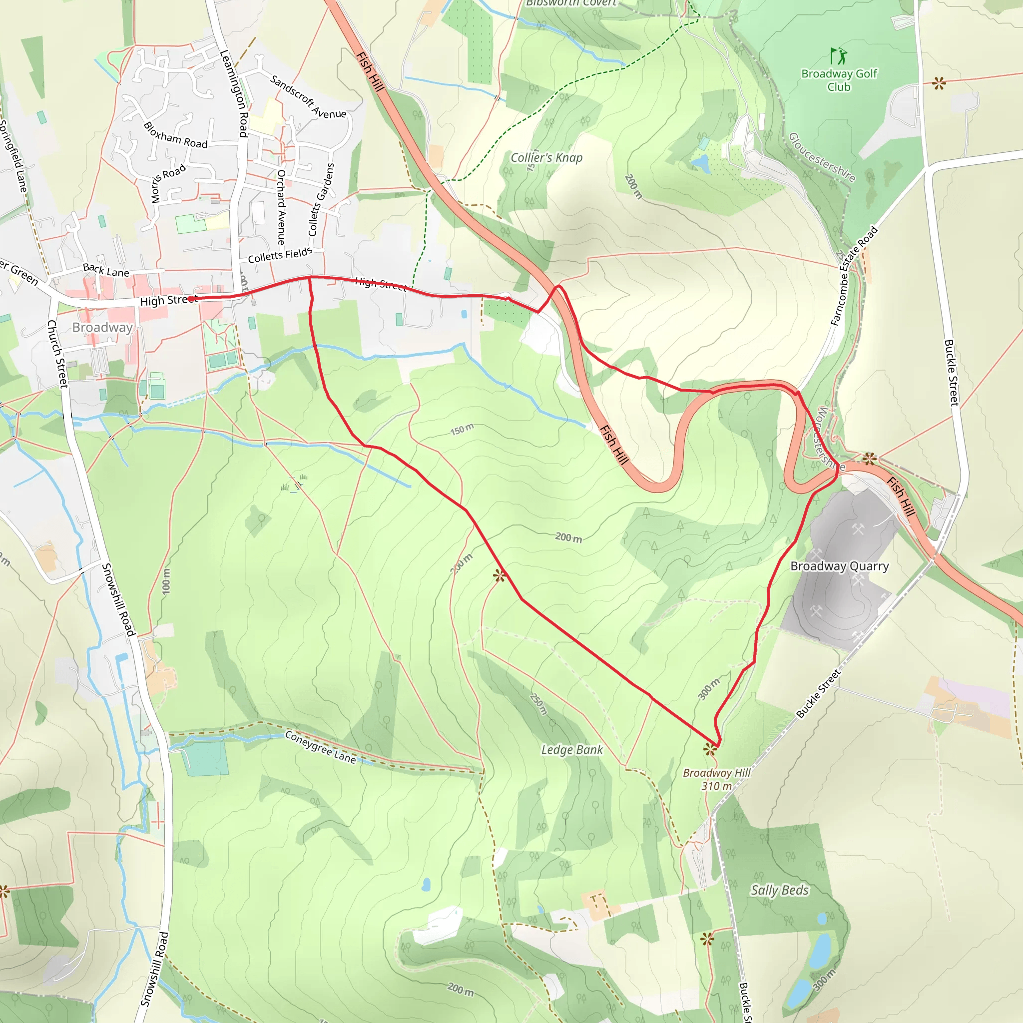 Fish Hill via Cotswold Way mobile static map