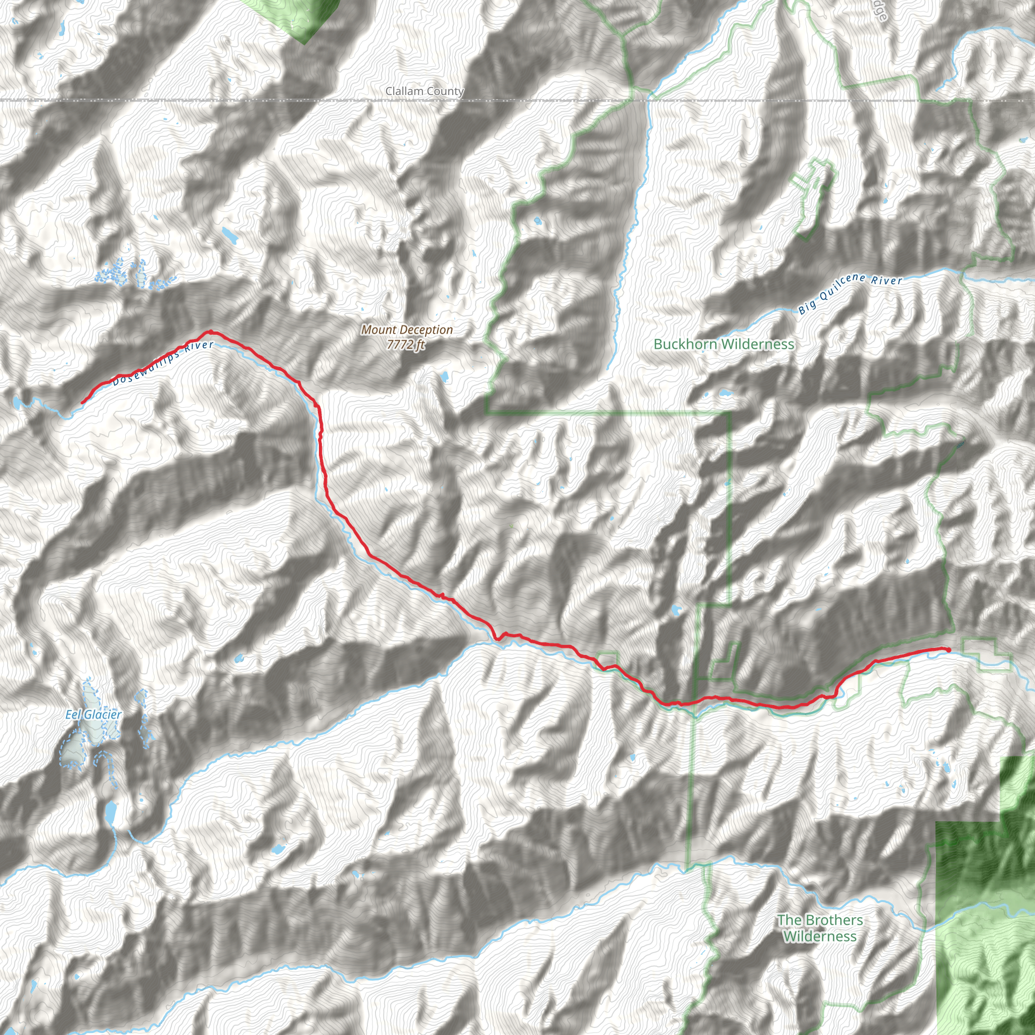 Dosewallips River via Dosewallips Road Trail mobile static map