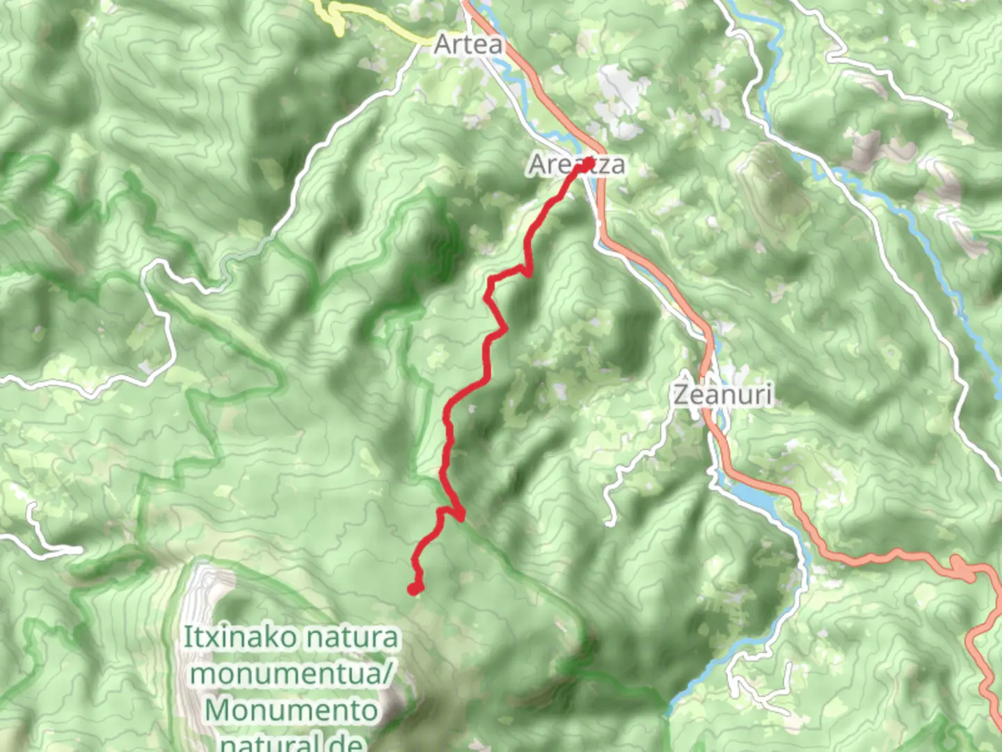 An image depicting the trail Areatza - Pagomakurre PR BI 9 and its surrounding area.