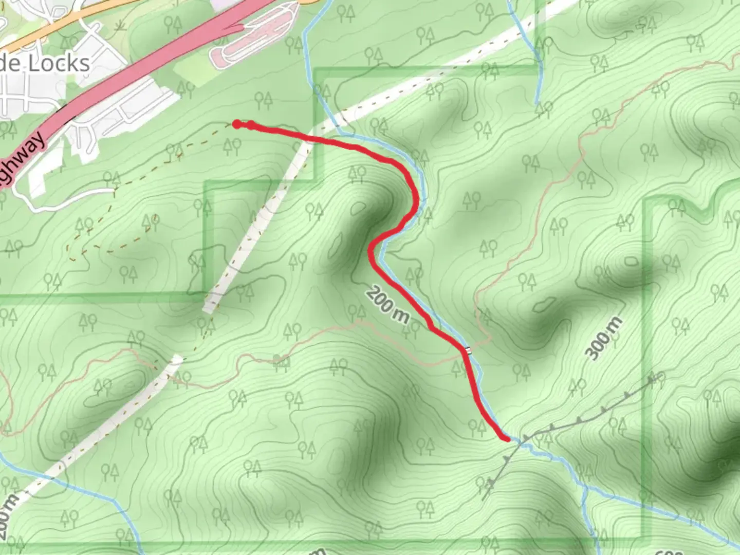 An image depicting the trail Dry Creek Out and Back and its surrounding area.